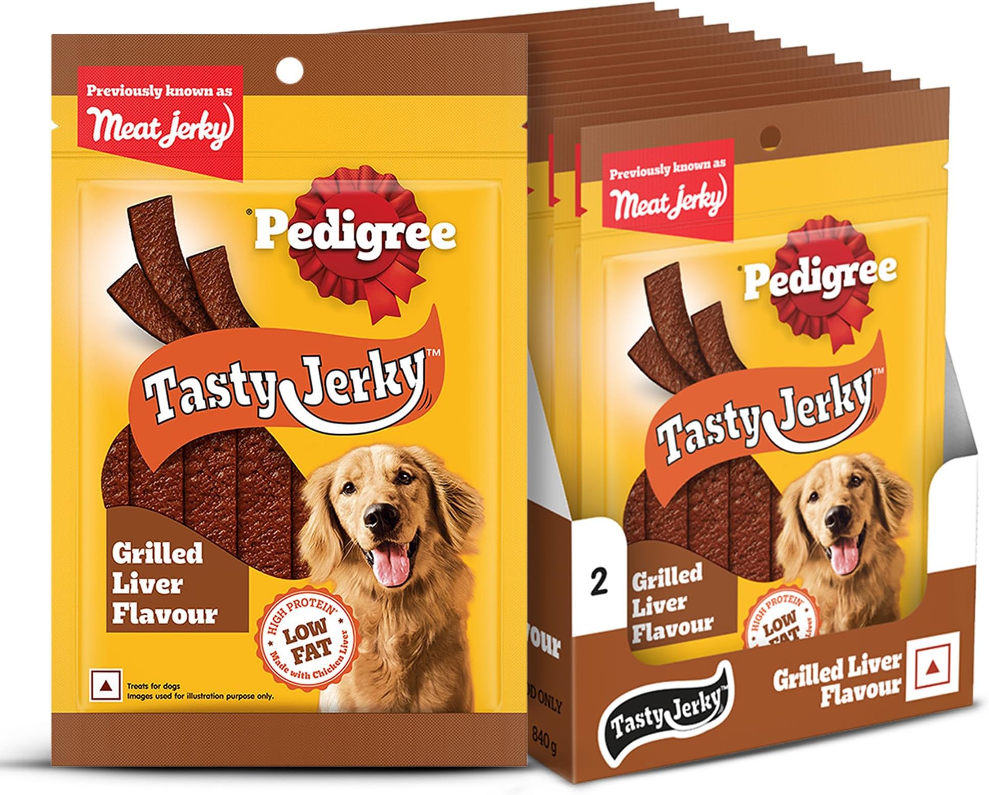 Tasty Jerky Dog Treat, Grilled Liver Flavour, 70 g x 12, Jerky-Style Treats for Bonding, Low-Fat and Rich-Protein* Dog Treats