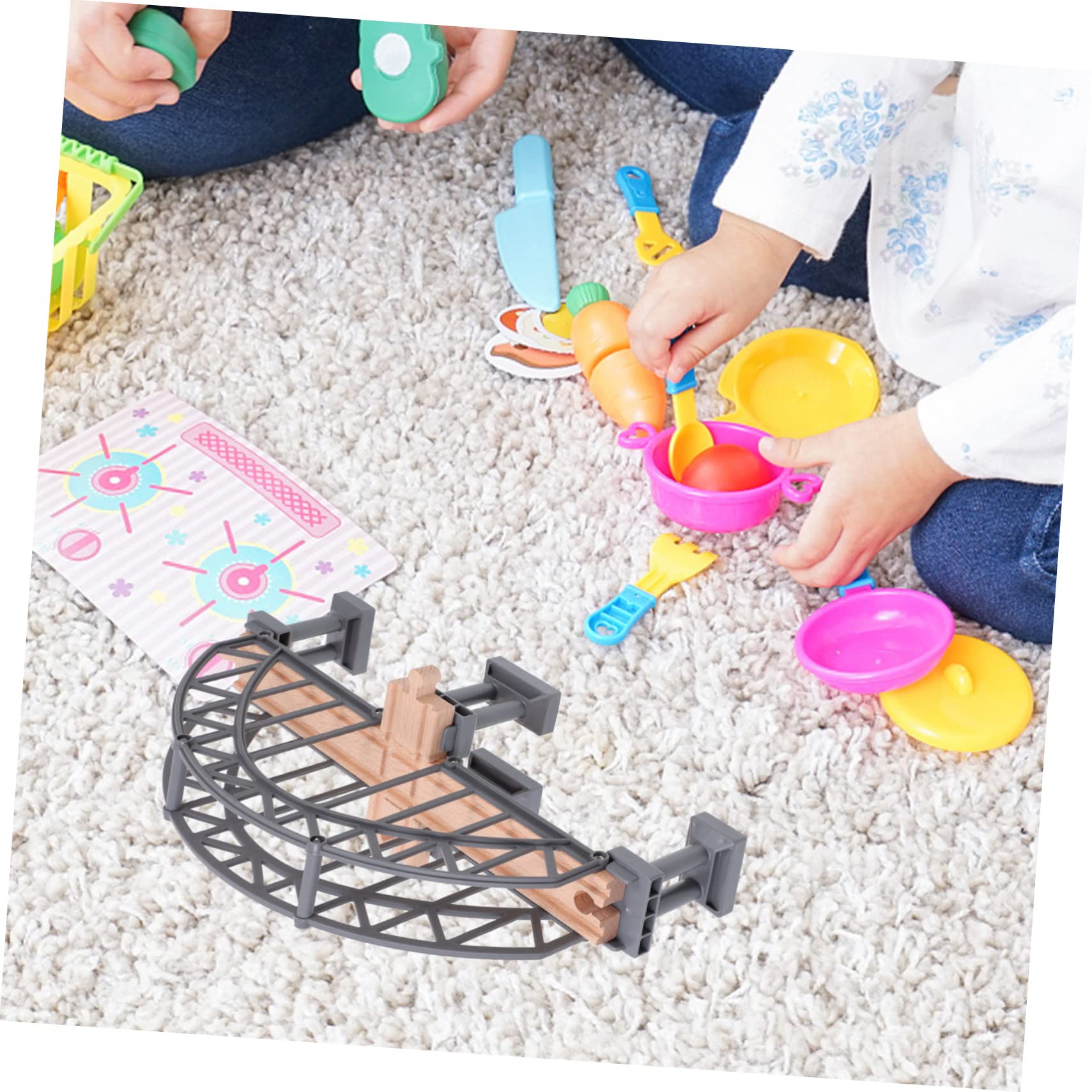 Uonlytech Ponte Binario Trenino per Bambini, Accessorio Ferroviario 1 Pezzo | Abs e Legno, Leggero, Allena Manualità e Pensiero Creativo, per Giochi di Costruzione e Percorso