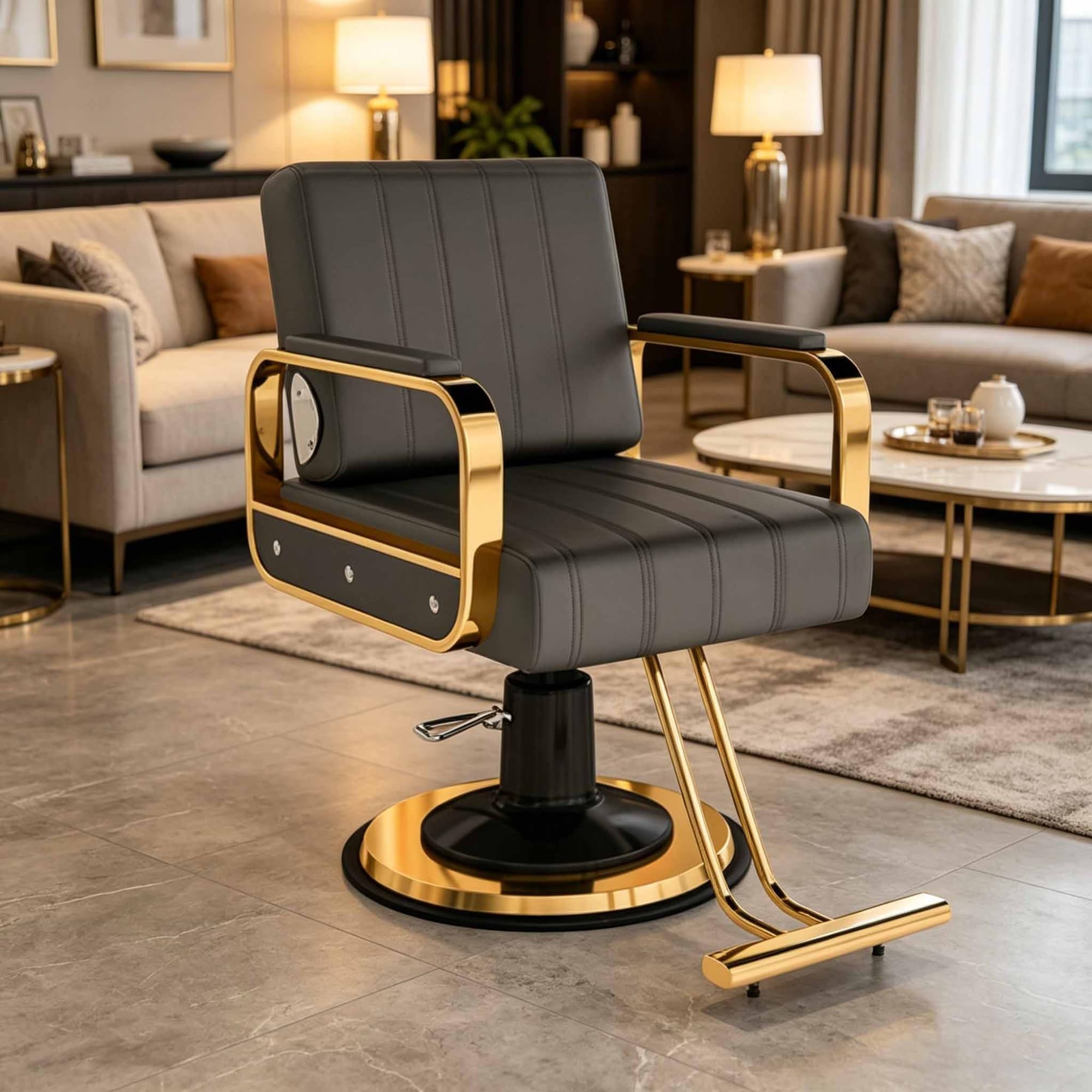Salon-Stylingstuhl für Friseure – Stylingstuhl zum Flechten, breite Sitzfläche, höhenverstellbar (83–93 cm) – Spa- und Beauty-Ausstattung für den professionellen und privaten Gebrauch(A)