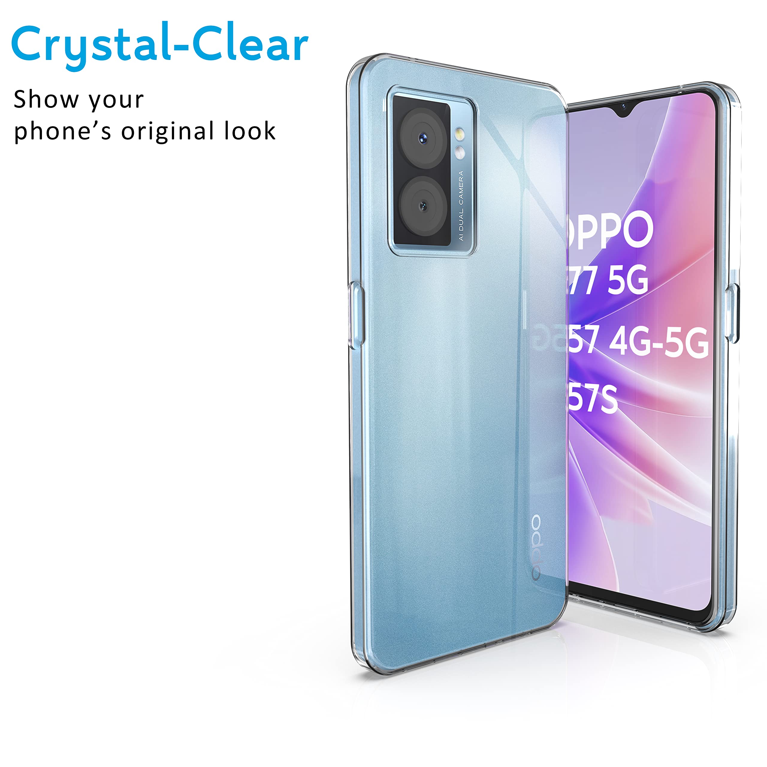 Custodia ROVLAK Per OPPO A57 4G 2022 – Cover Ultra Sottile Trasparente In TPU Morbido, Anti Impronte, Anti Ingiallimento, Antiurto