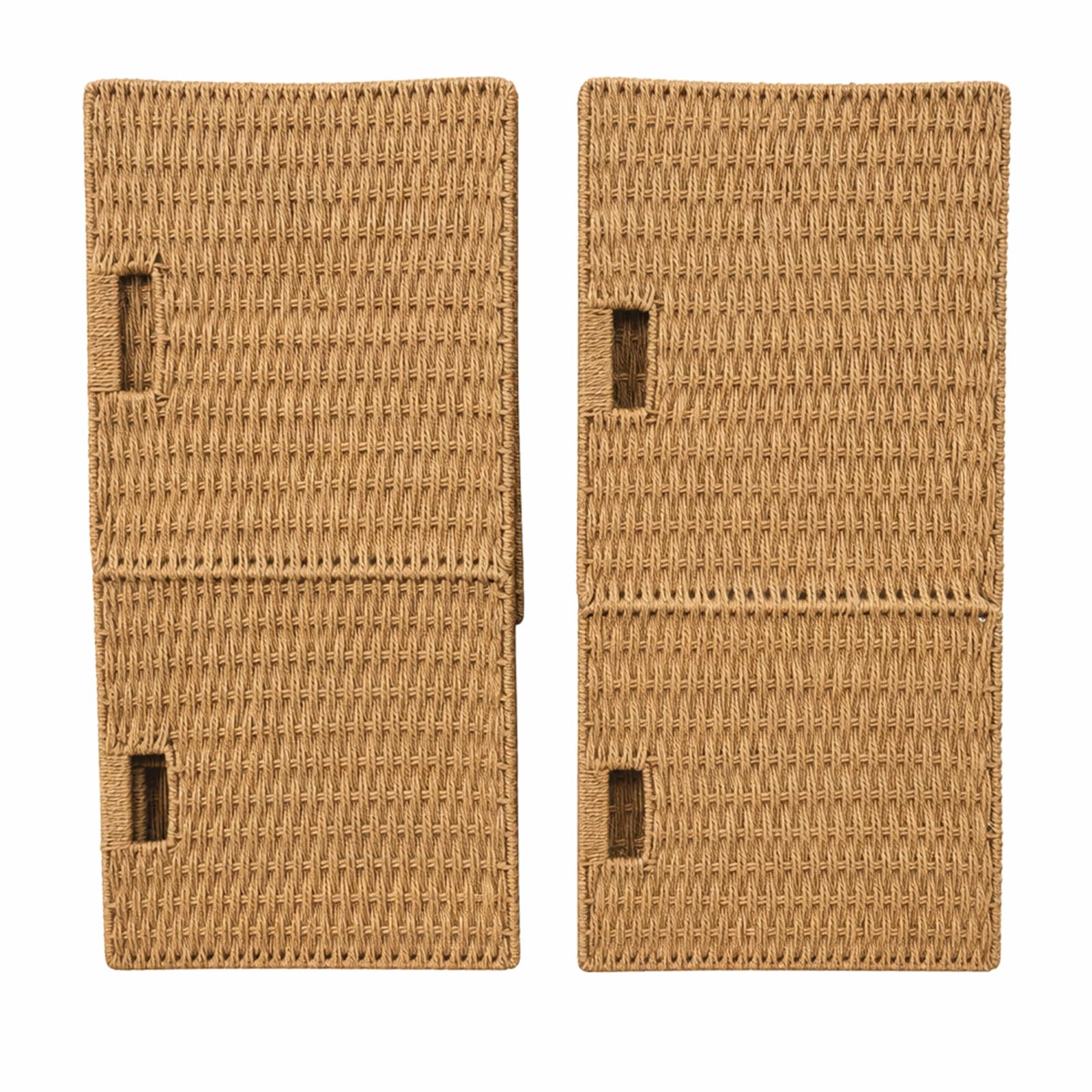 Cesto portaoggetti intrecciato in rattan, set da 2 pezzi, 33 x 38 x 33 cm, grandi cestini pieghevoli con manici e telaio in metallo, adatto per inserto Kallax e scaffalature a cubo, per soggiorno e