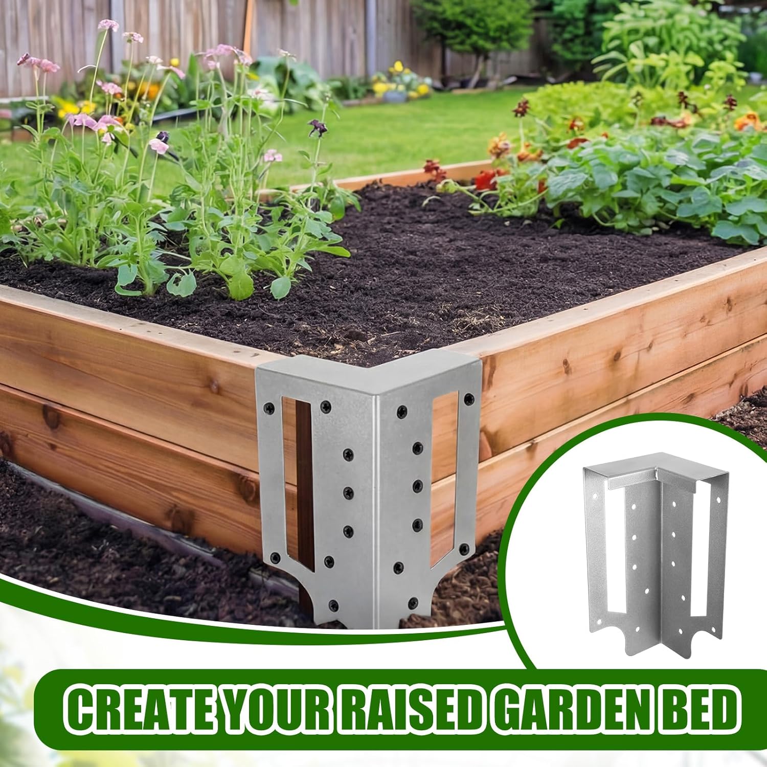 MorningRo 12 Pack Raised Garden Bed Corner Brackets with Securing Lip Fits Lumber up to 2" x 12" Metal Garden Corner Bracket for Wood Frame Bed 4.7" L x 2" W x 10.5" H (Sliver)