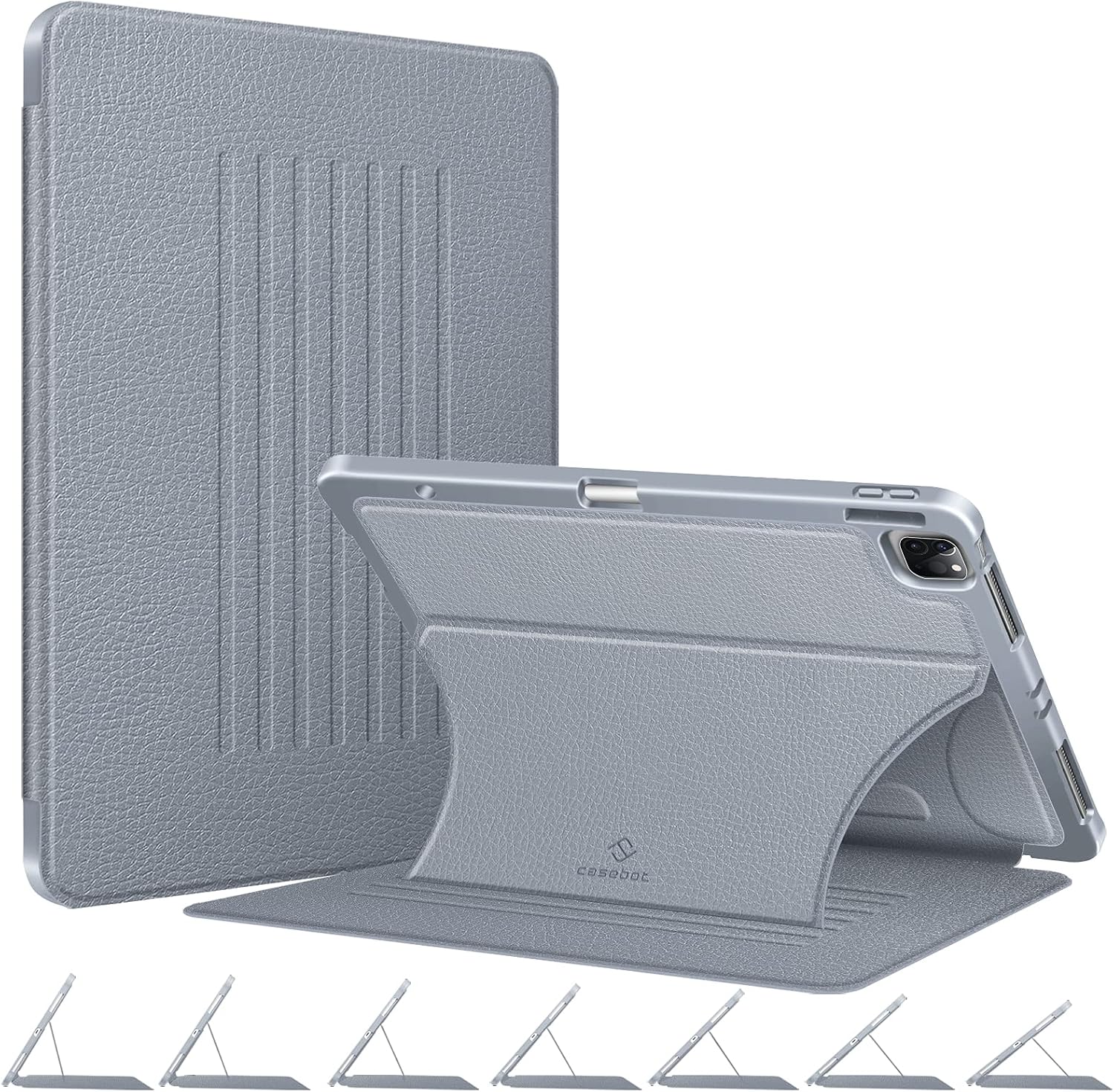 CaseBot Magnetic Case for iPad Pro 12.9-inch 6th Generation 2022, Multiple Angle Shockproof Rugged Stand Case, Soft TPU Back Cover w/Pencil Holder, Also Fit iPad Pro 12.9" 5th/4th/3rd Gen, Cloudy Blue