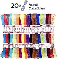 Vista 3 de LE PAON 20 skiens - Hilo de bordar, hilo de bordar, para pulsera de la amistad, hilo de manualidades con 200 cuentas, 1 rollo de hilo transparente