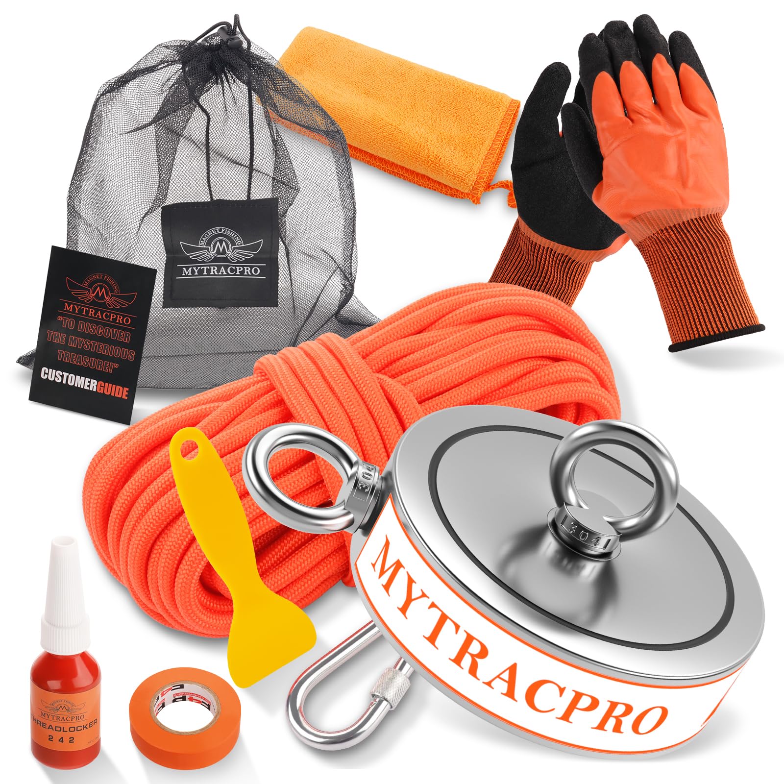 Mytracpro Magnet Fishing Kit, 2600 lbs Double Sided Fishing Magnet Kit with 20m (65 Foot) Durable Rope, Powerful Neodymium Magnets for Fishing and