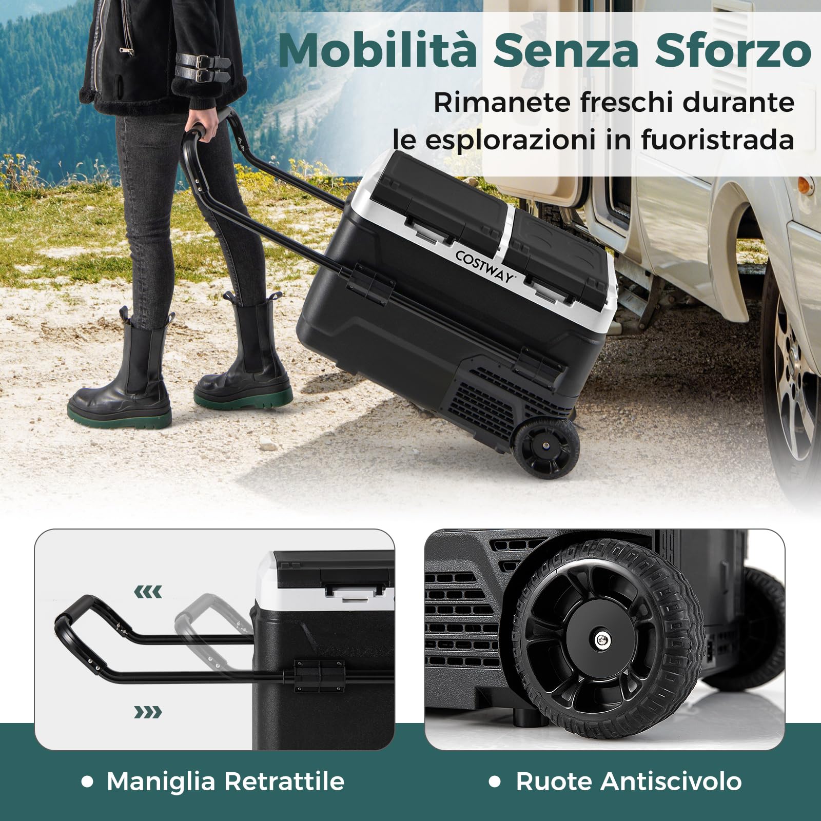 COSTWAY 40L Frigorifero Elettrico Portatile per Auto a Doppia Zona
