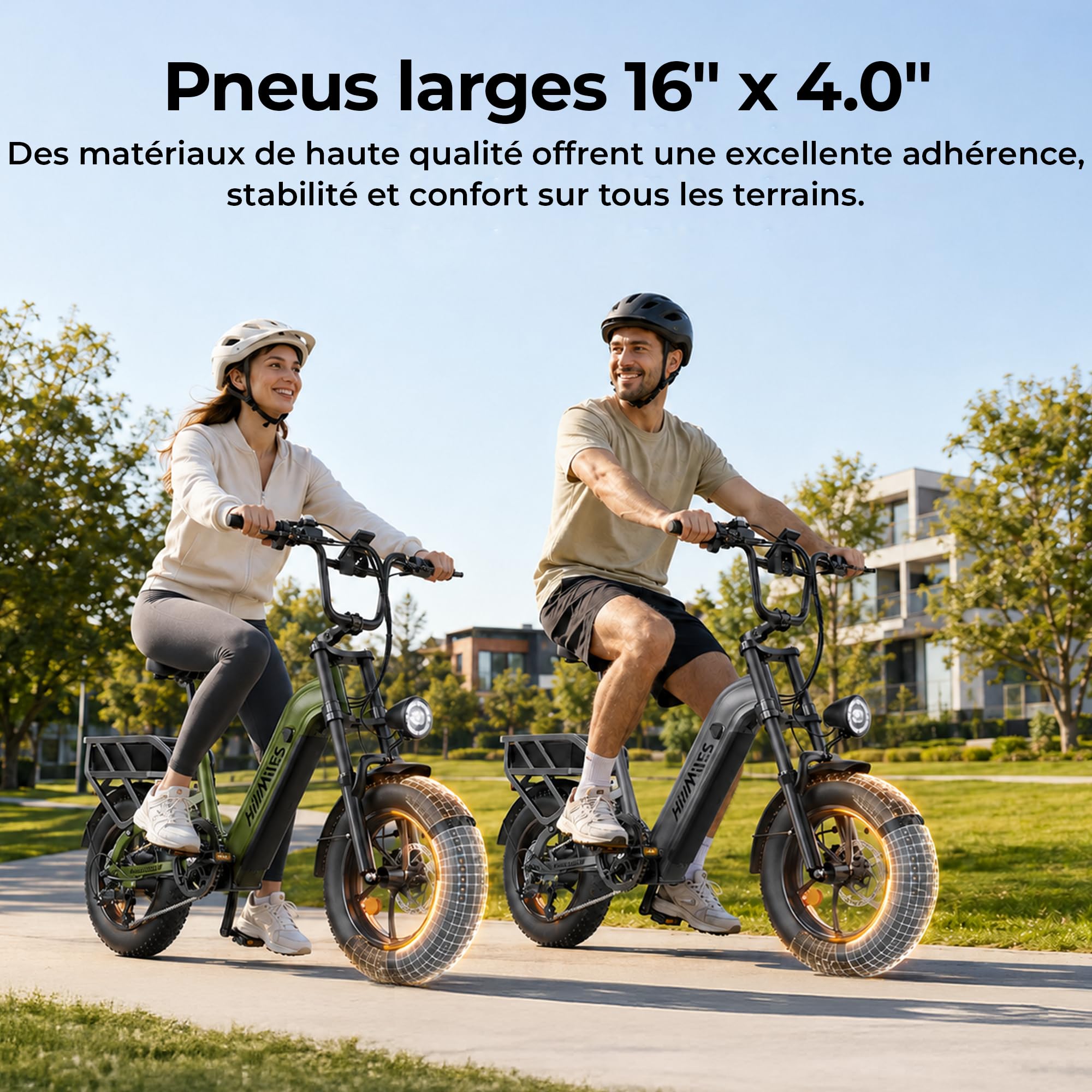 HillMiles Vélo Électrique Adulte, Autonomie120/250km,1968Wh,Charge150 kg | Fourche Suspendue à Double Té, Double Frein Hydraulique à Disque,Ebike Avec 1/ 2 Batteries ,7 Vitesses,Pneus Larges16*4"