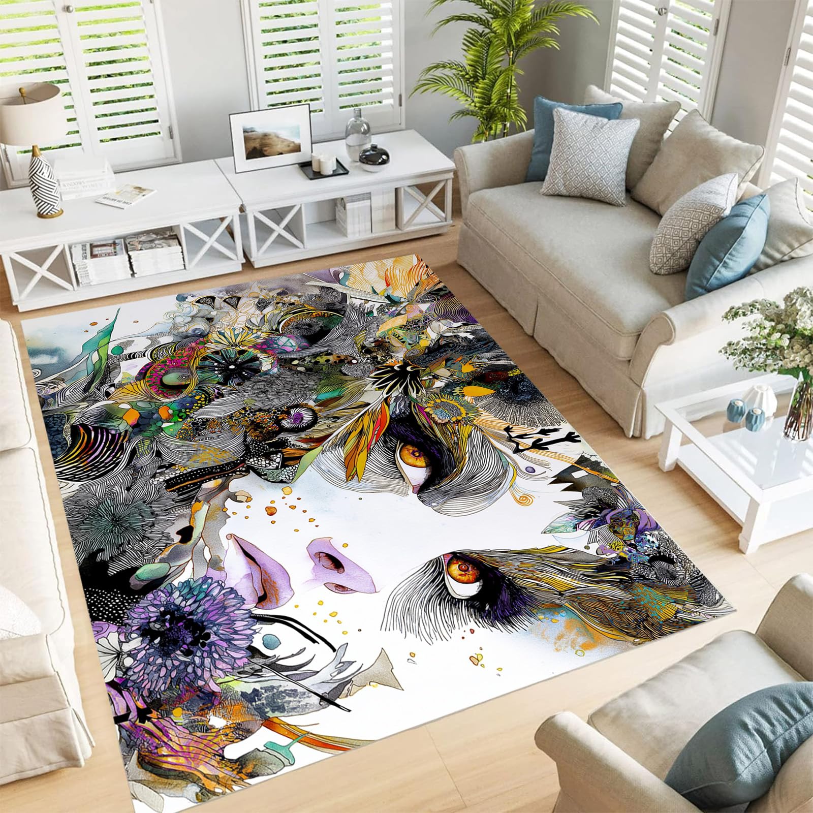 Tapis poils courts antidérapant lavable pour sécuriser le salon et la chambre 60x90cm