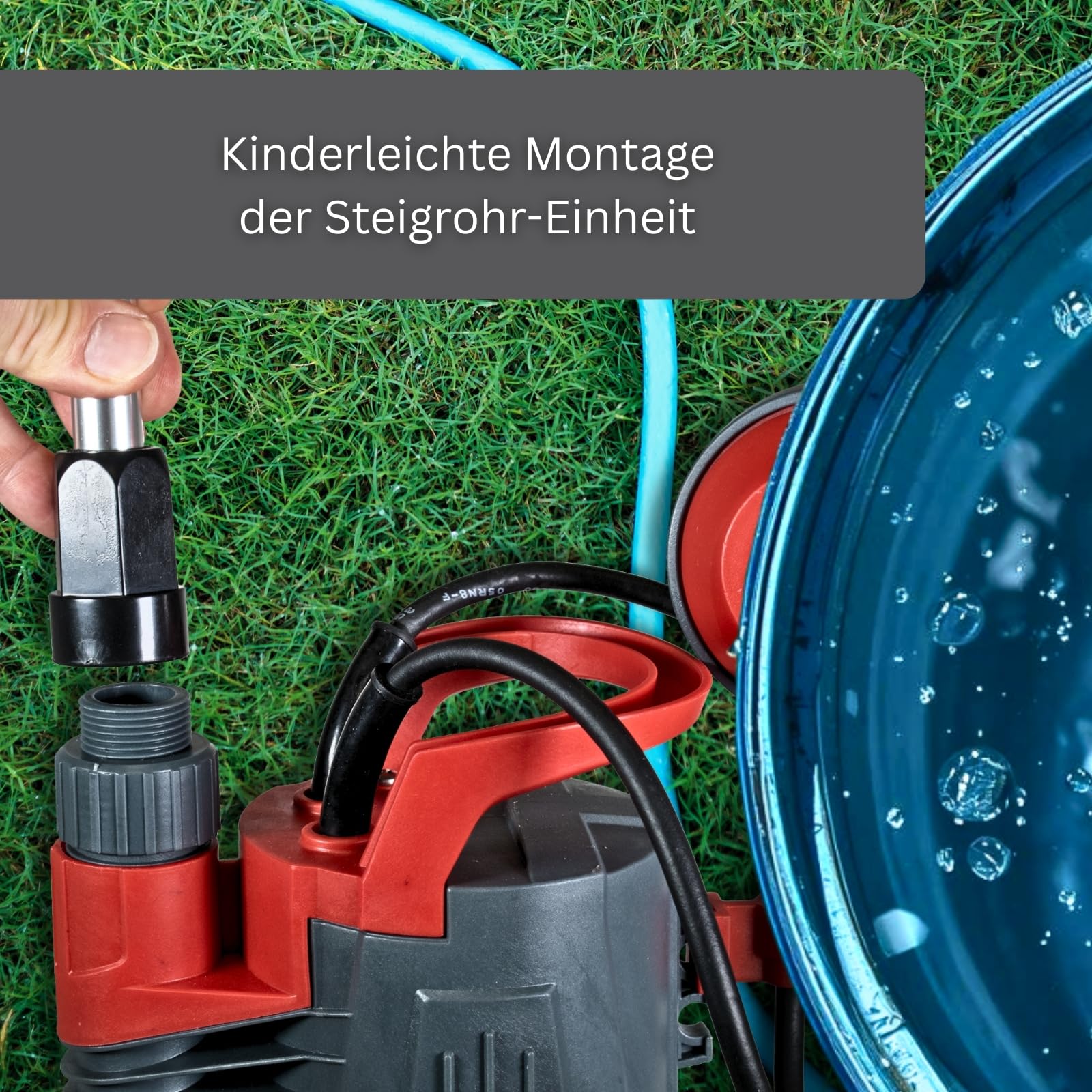 MAUK® Regenfasspumpe 350W 5000 l/h | Tauchpumpe mit integriertem Schwimmer, Wasserhahn, Schlauchanschluss & 10m Kabel | flachsaugend für Gartenbewässerung & Schmutzwasser | Förderhöhe 11m