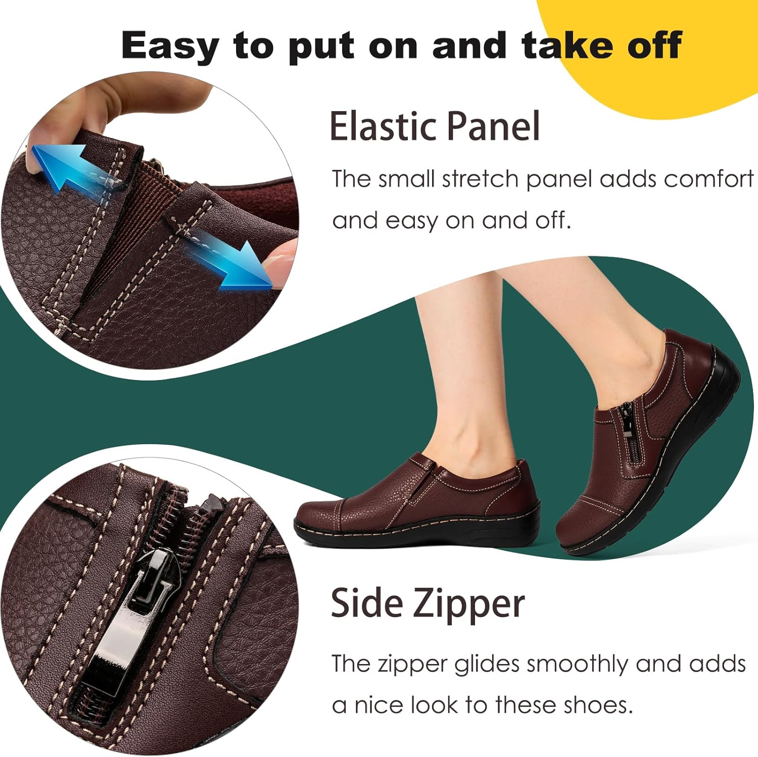 Women's Comfortable & Lightweight Leather Loafers Cute Slip On Dress Shoes for Women Business Casual Office Work Shoes Everyday Walking Flats - Image 6