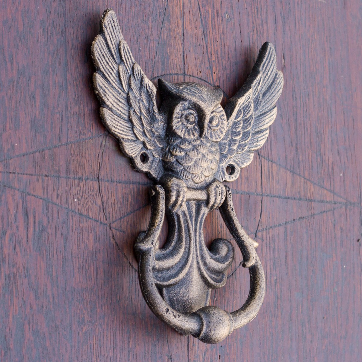 Antikas Heurtoir de porte - En forme de chouette - Poignée de porte en fonte - Style ancien.
