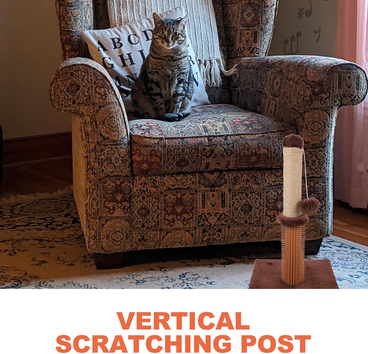 Integrated Cat Scratcher and Vertical Scratching Post with Sturdy Palm Plush Wear-Resistant Cat Climbing Frame Includes Scratching Pole and Play Platform 1pcs Set