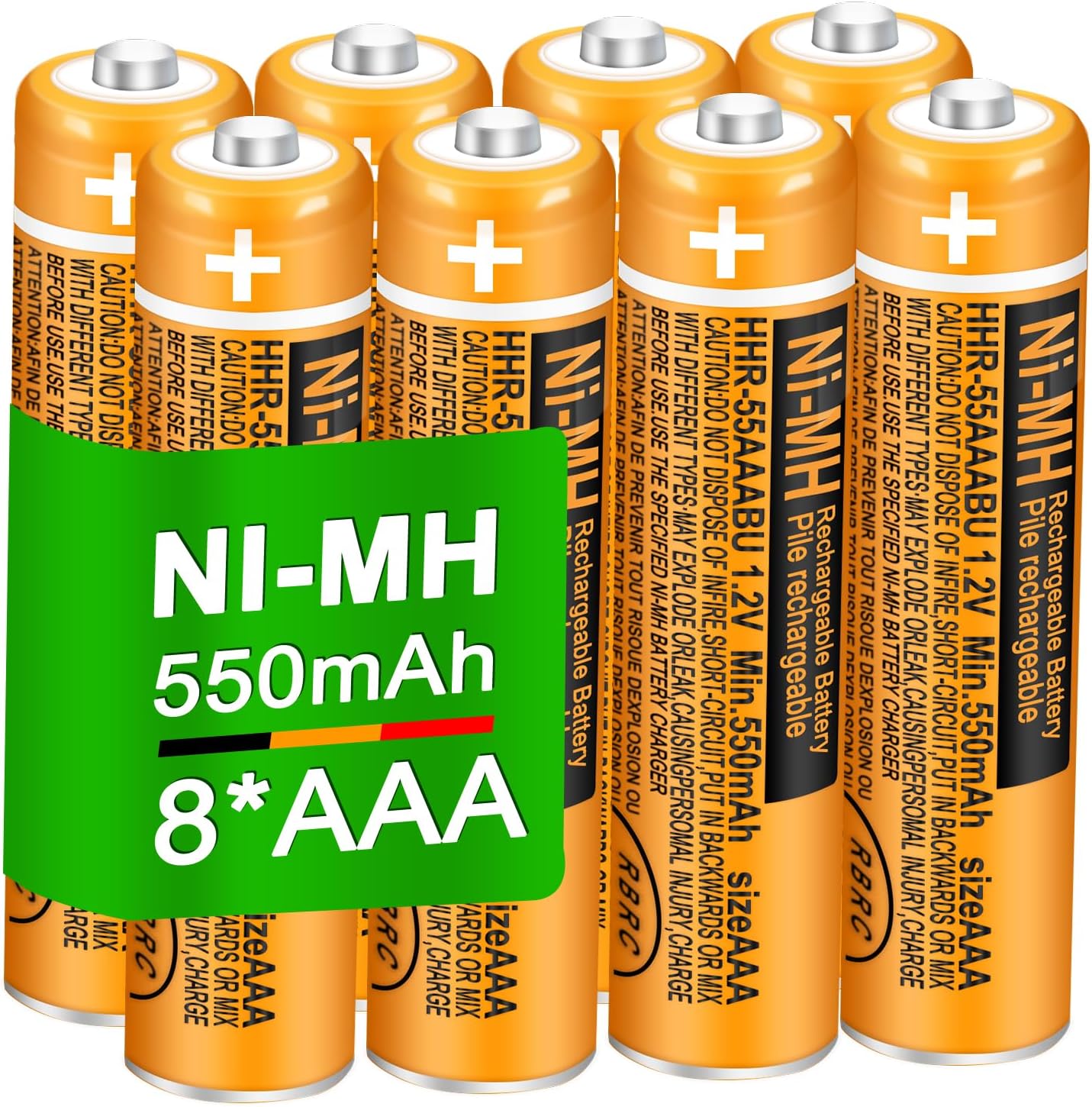 8 Pack HHR55AAABU NIMH Rechargeable battery for Panasonic 1.2V 550mAh