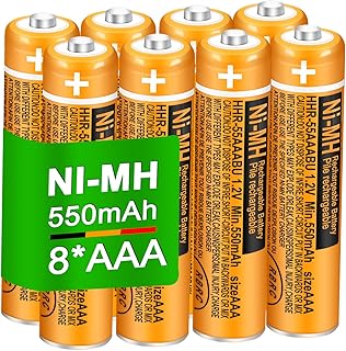 8 Pack HHR-55AAABU NI-MH Rechargeable Battery for Panasonic 1.2V 550mAh AAA Battery for Cordless Phones