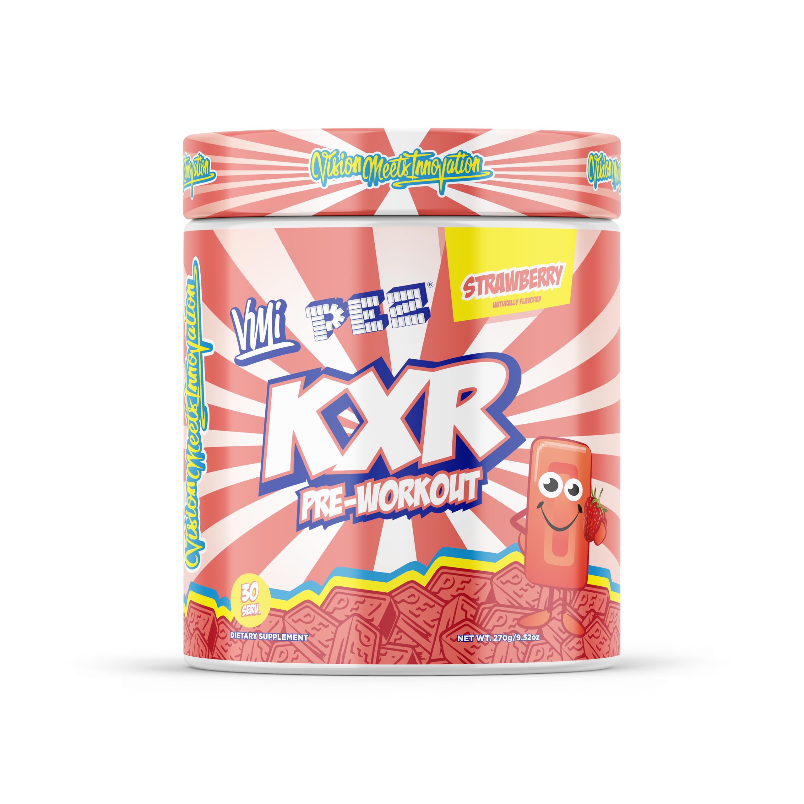 KXR Pre-Workout Energy Powder | Intense Energy Pre-Workout Drink for Men and Women| Improves Performance - Enhanced Focus & Increased Endurance | 30 Servings (PEZ Strawberry) PEZ Strawberry Original