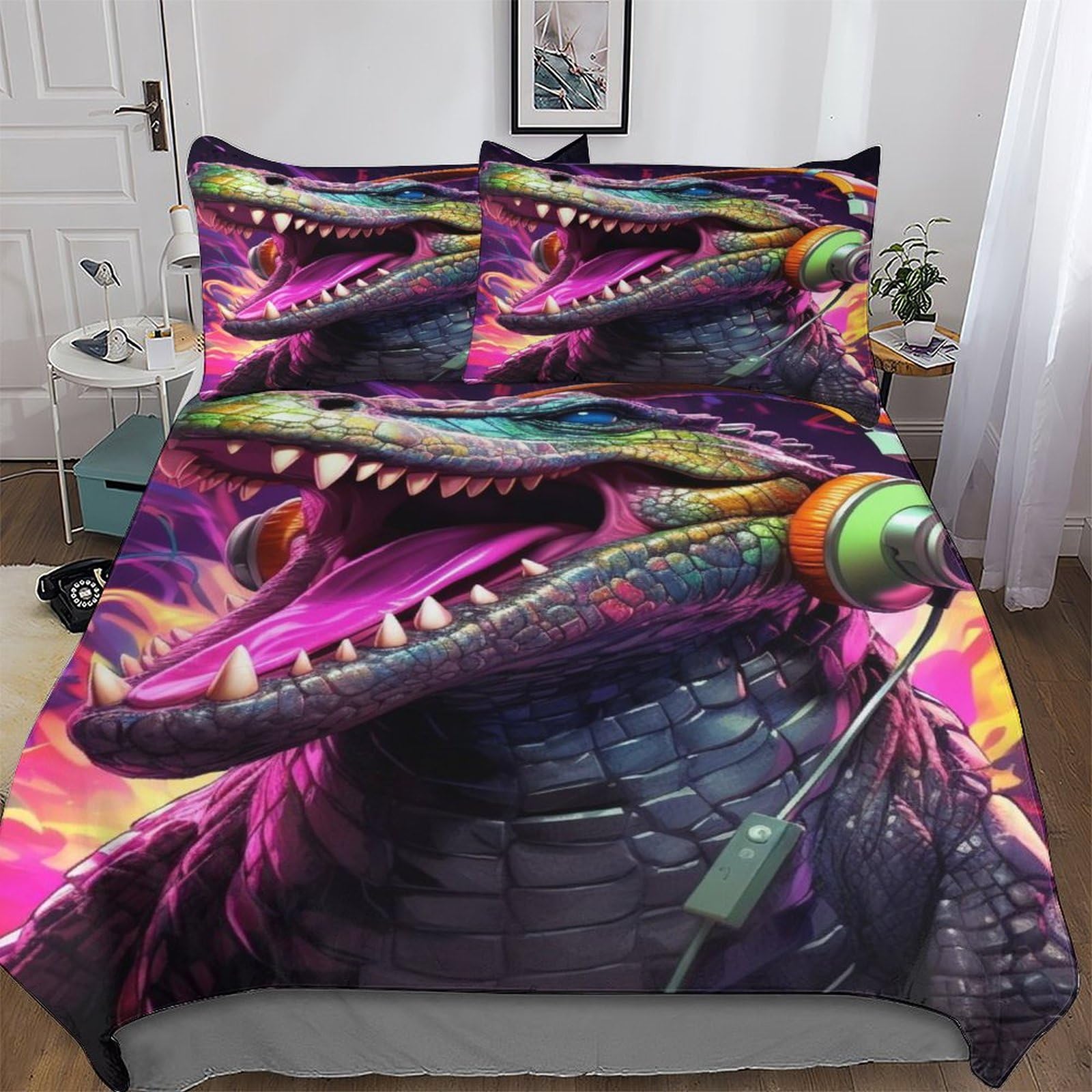 Housse de couette crocodile en microfibre douce premium avec fermeture à glissière