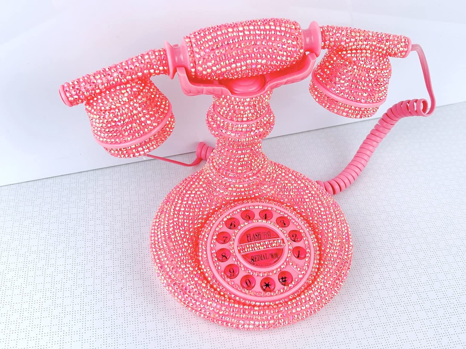 Blingustyle AB-pink design retro crystal Real Telephone for home/office and gift