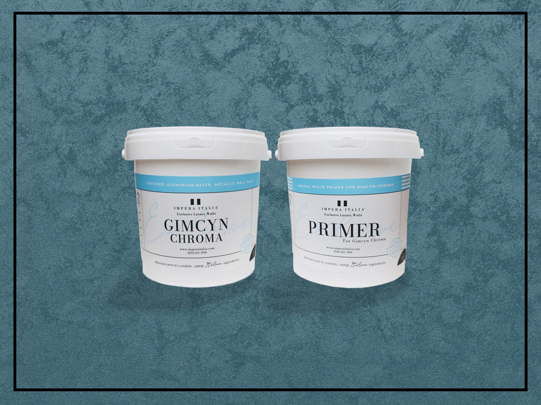 Impera Italia Gimcyn Chroma - Textured, Aluminium Based, Metallic Effect Wall Paint Bundle. Includes 1kg of Paint and 0.5L of Primer - Covers 5SQM - In Colour APATITE.