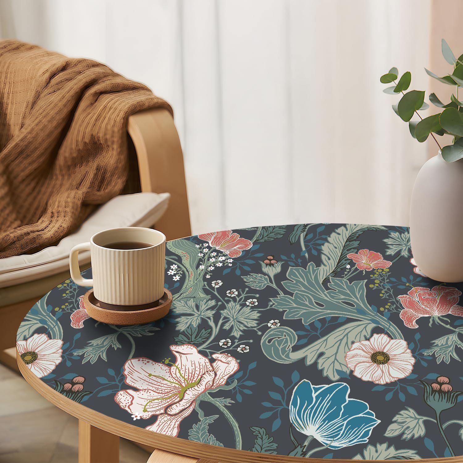 ANHUIB Bohemian Green Floral Wallpaper 17”x118”Peel and Stick Room Vintage Botanical Removable Art Wallpaper Boho Blossoming Flowers Plant Wall Paper PVC Vinyl Contact Paper for Bedroom Bathroom - Image 4