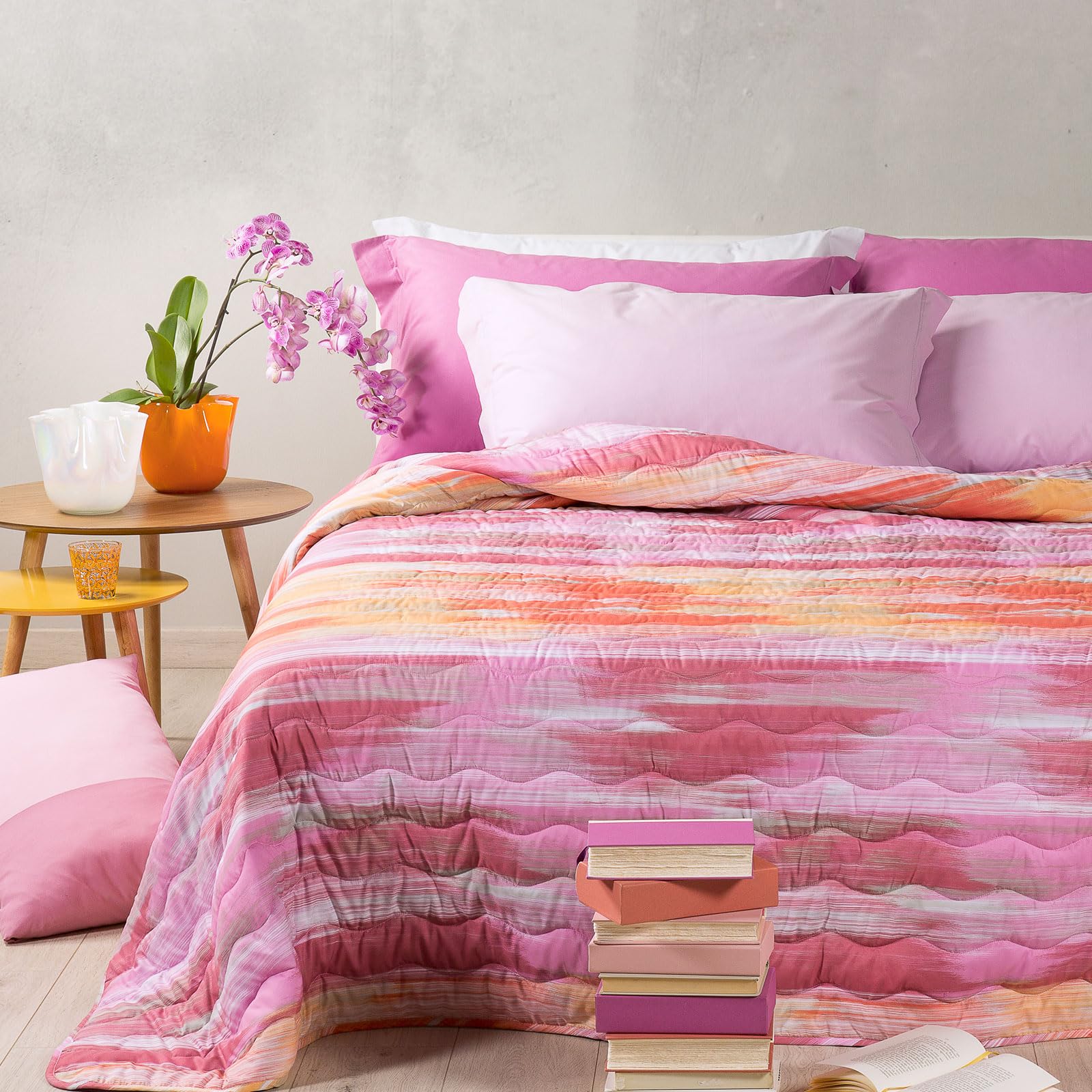 Caleffi Sprei, gewatteerd, modern, effen, voor Frans bed, grijs