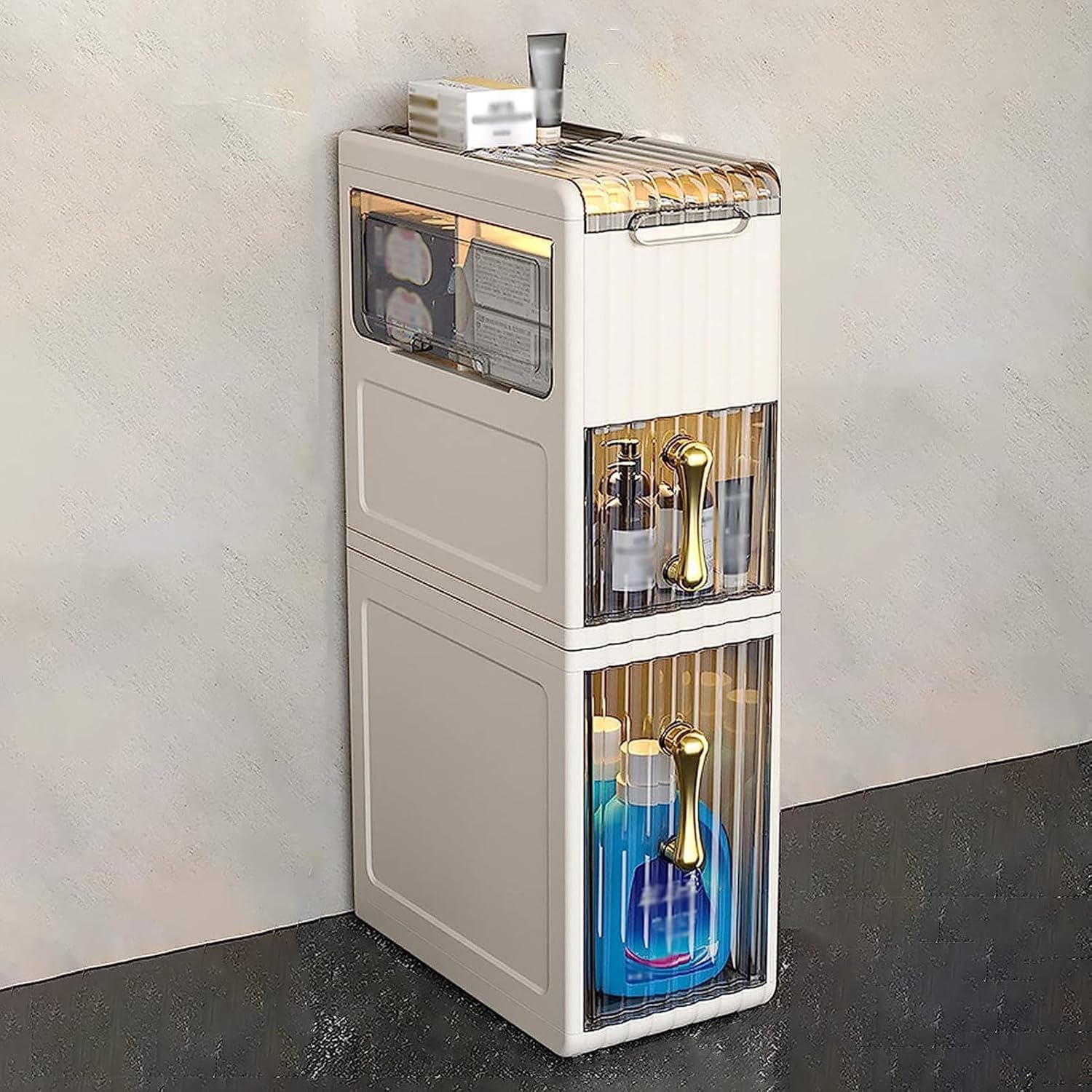 Toilet Paper Organizer for Bathroom Cabinet, Narrow Bathroom Gap Organizer Drawer Shelf Toilet Floor Storage (4 Tier) (3 Tier)