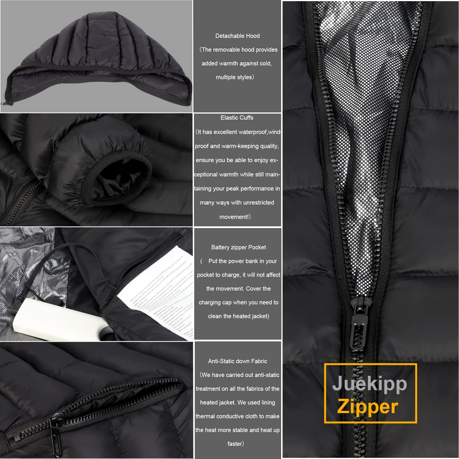 LoiYtrd Beheizte Jacke, Unisex, Abnehmbare Kapuze,  Produktbild-Vorschau 11