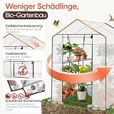 Sekey Film de Serre XXL 200 x 145 x 145 cm - Serre de Culture de tomates avec 10 étagères - Serre de Jardin Stable avec Housse en polyéthylène - Résistant à l'hiver - Blanc - 5