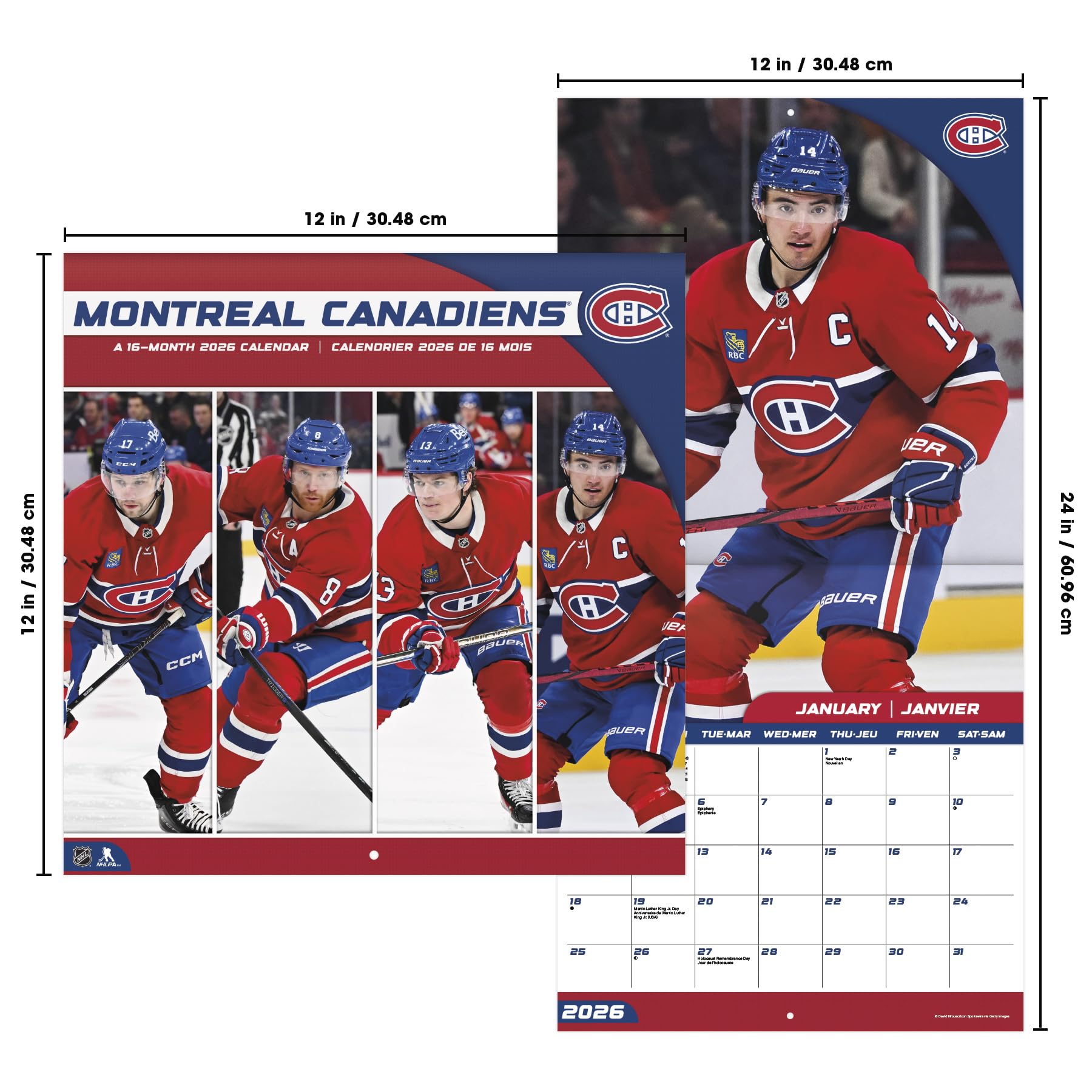 Calendrier mural 2026 Canadiens de Montréal (bilingue français)