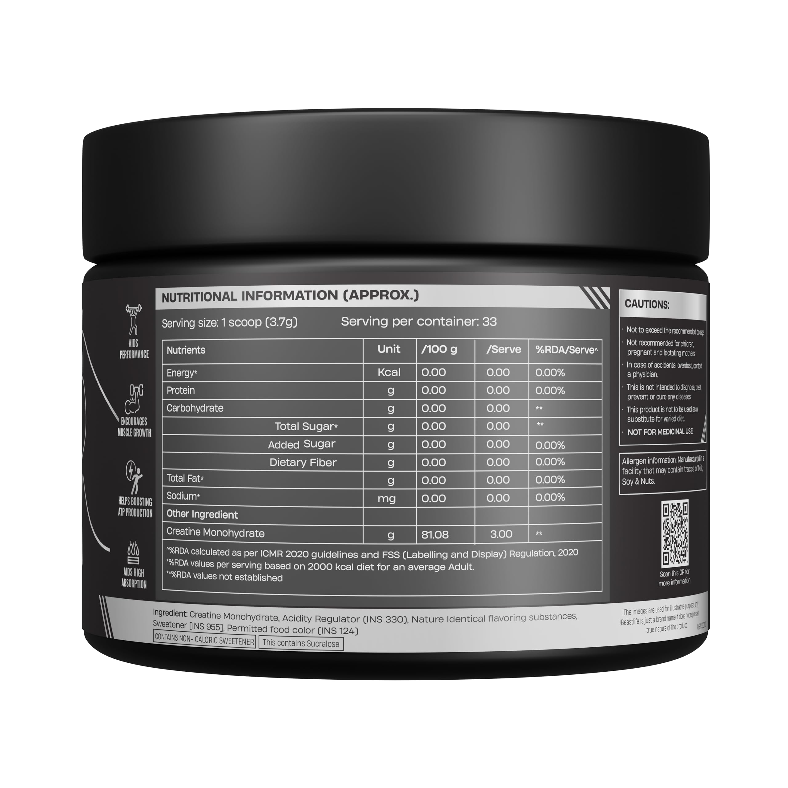 BeastLife Micronised Creatine Monohydrate Powder Watermelon 125g | 33 Servings | NABL Lab Tested | Rapid Absorption for Muscle Strength & Athletic Performance — Amazon image 8