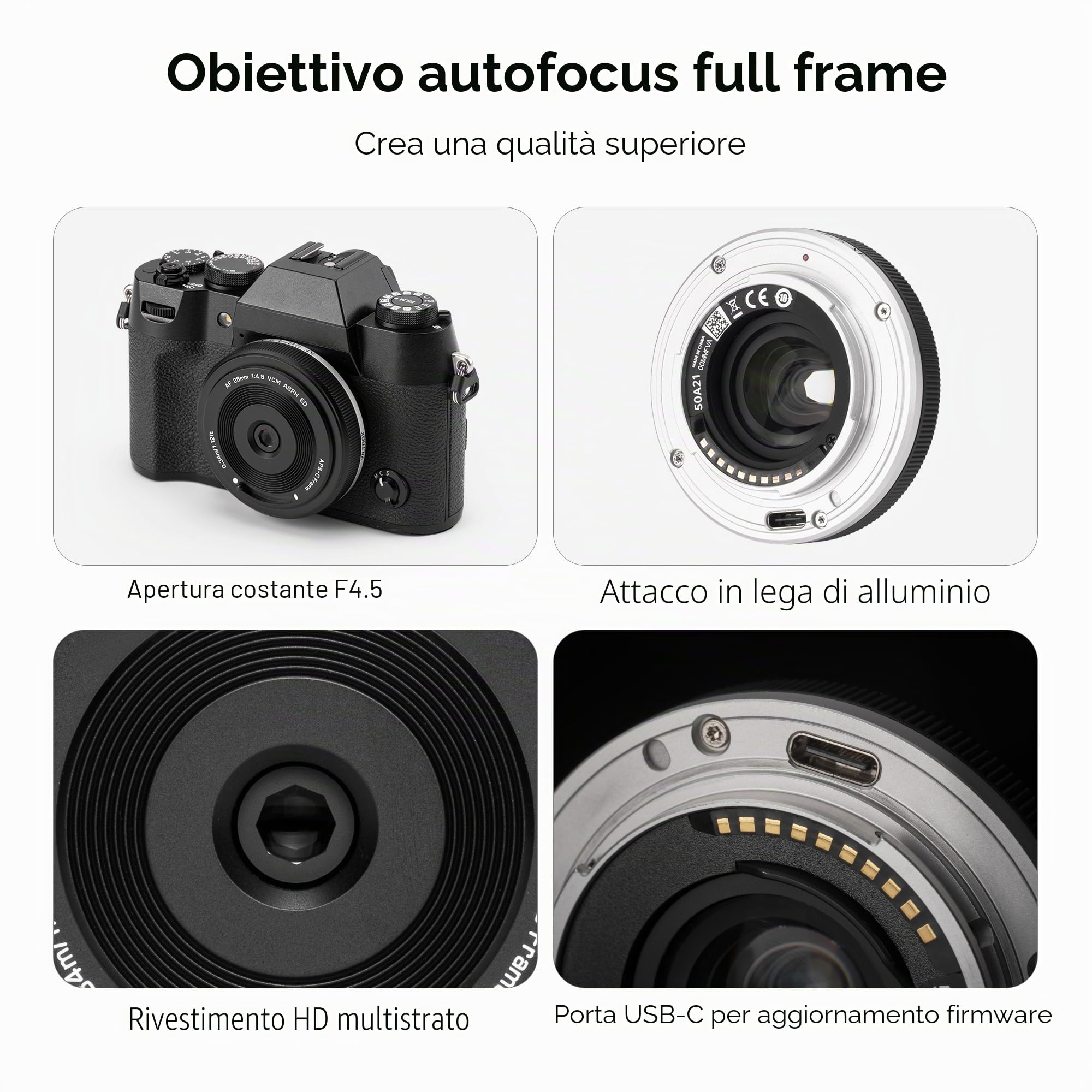 VILTROX AF 28mm F4.5 XF Pancake Obiettivo Grandangolare Full-Frame per Fuji X Mount