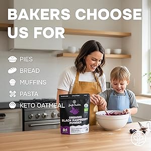 Jungle Powders Organic Black Raspberry Powder 5 Ounce Bag, USDA Organic Freeze Dried Raspberries Fruit Whole Berry for Baking, Additive Filler Free Superfood Extract Rasberries Smoothies Dehydrated