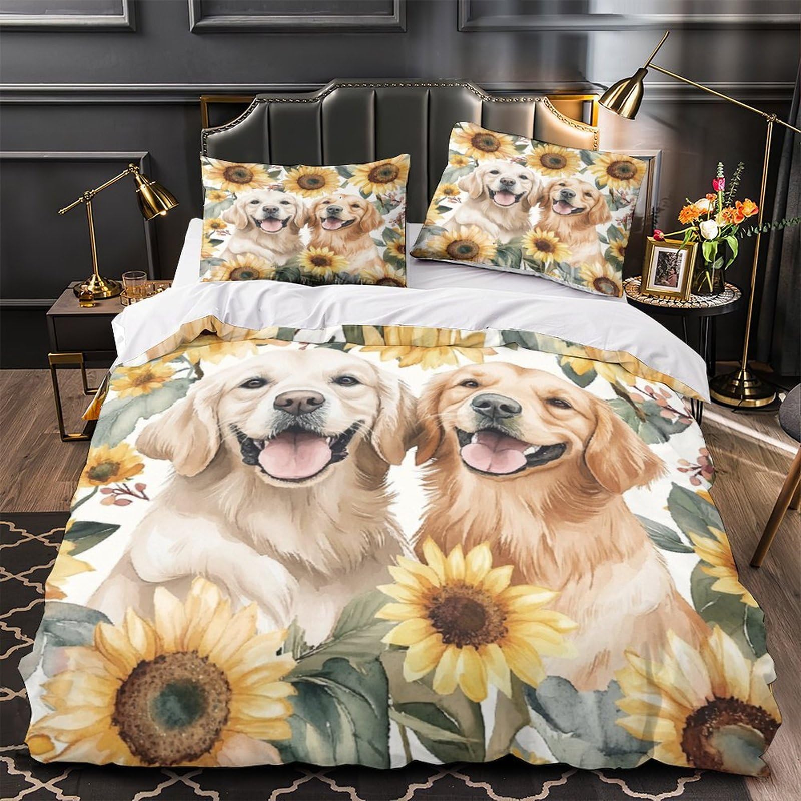 Housse de couette Golden Retriever pour chambre enfant lit 135x200