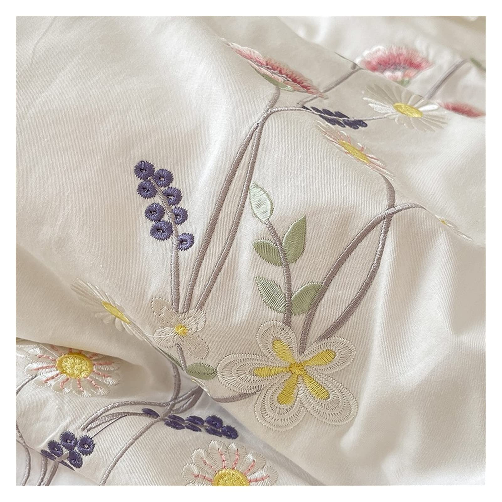 Amazon｜超ソフトコットン羽毛布団カバーセット、フリル付きシックな花