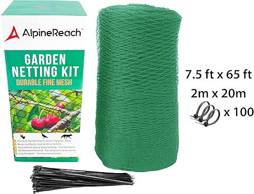 Miniatura 6 de AlpineReach Red de jardín de 7.5 x 65 pies, red resistente para pájaros, ciervos, protección de plantas, malla tejida extrafuerte, kit reutilizable