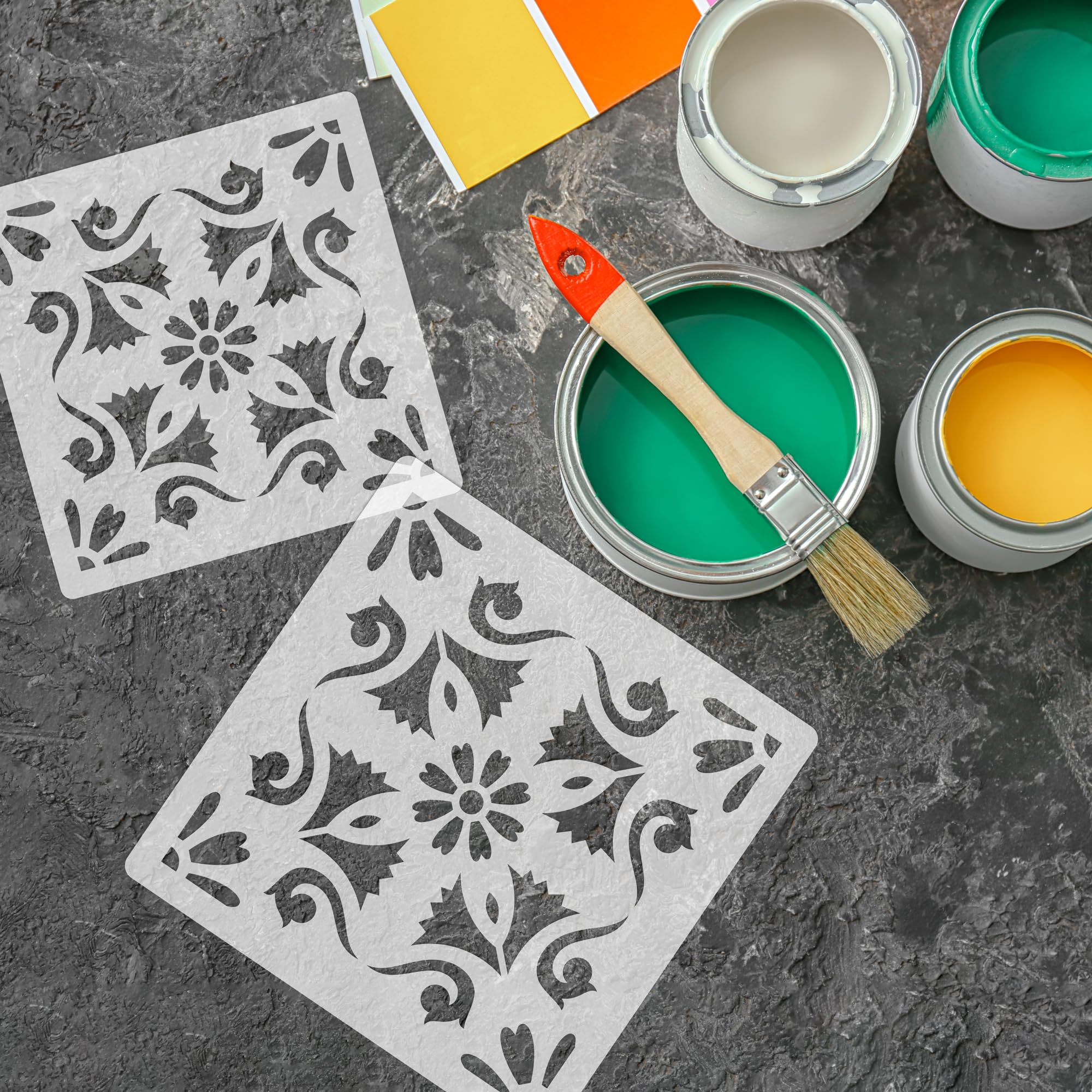 Plantilla NAKLEO 25x25cm - Diseño Morisco Floral (Para Paredes, Suelos), image size:2000x2000