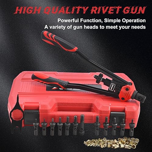 Miniatura 2 de AOBEN Herramienta de tuerca de remache de 16 pulgadas, kit profesional de ajuste de tuercas remachadoras con 12 mandriles métricas y SAE