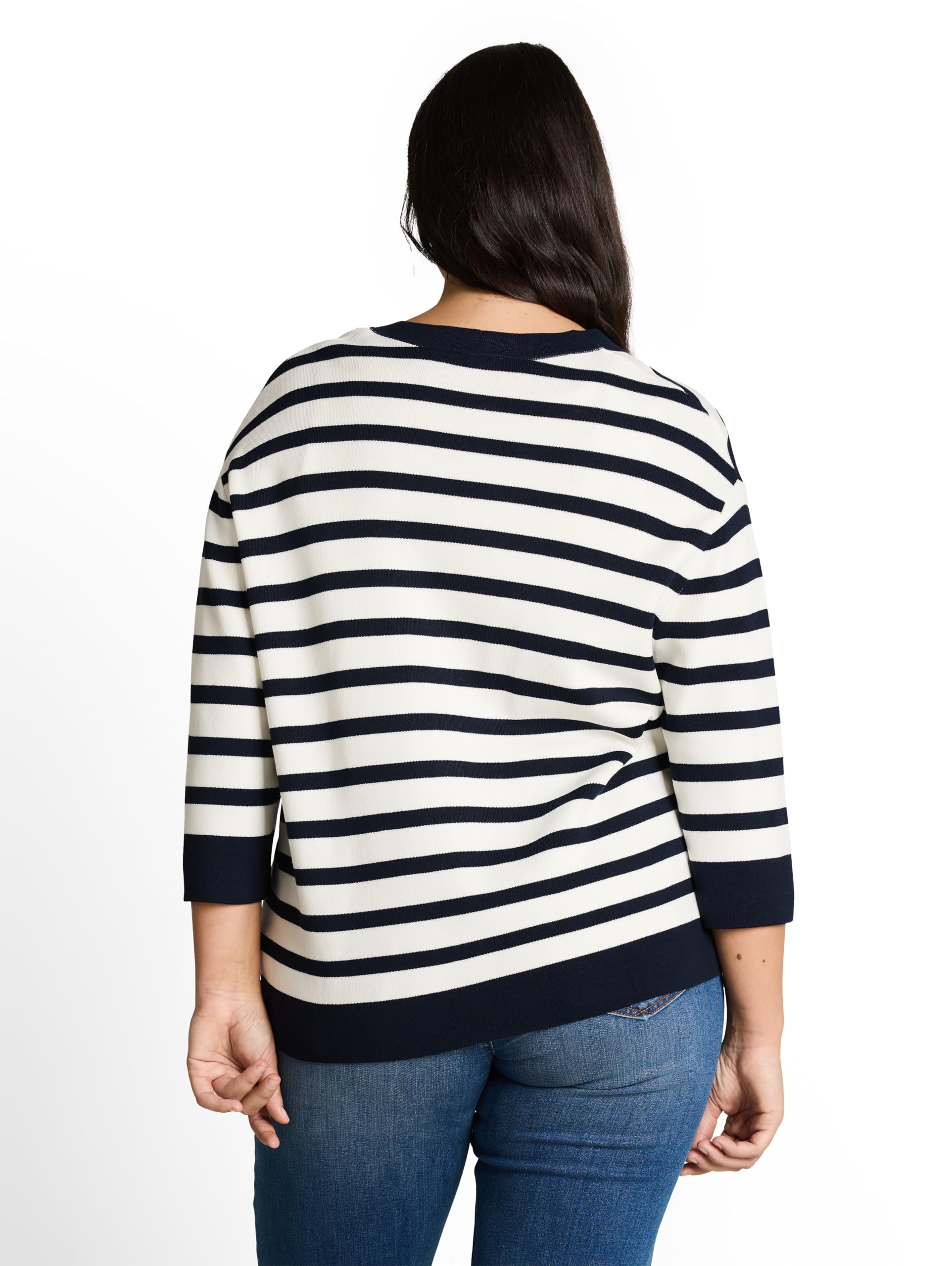 TOM TAILOR Damen Plussize Strickjacke mit 3/4-Arm