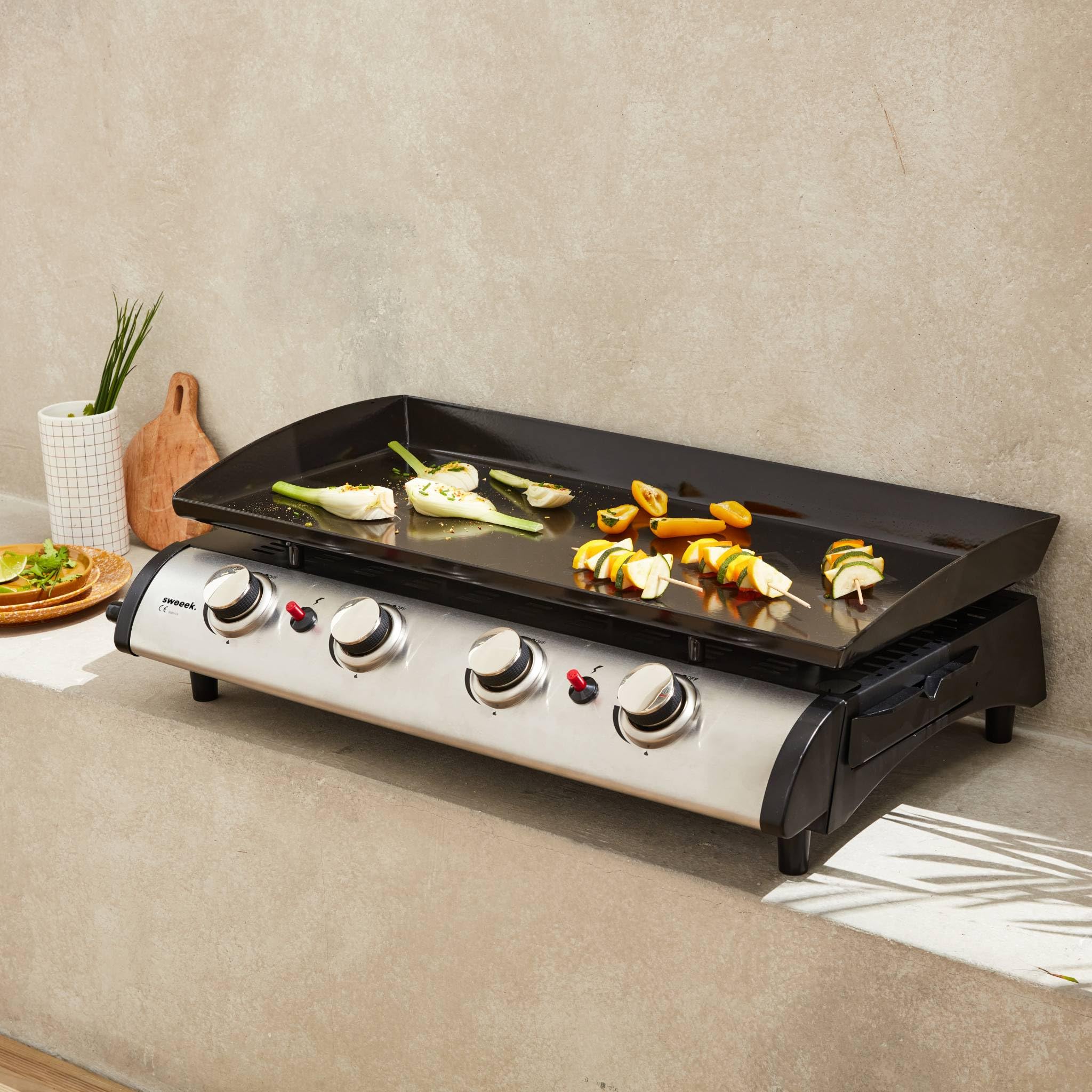 Alice's Garden Porthos 4 brûleurs Plancha au gaz 10 KW Barbecue extérieur INOX
