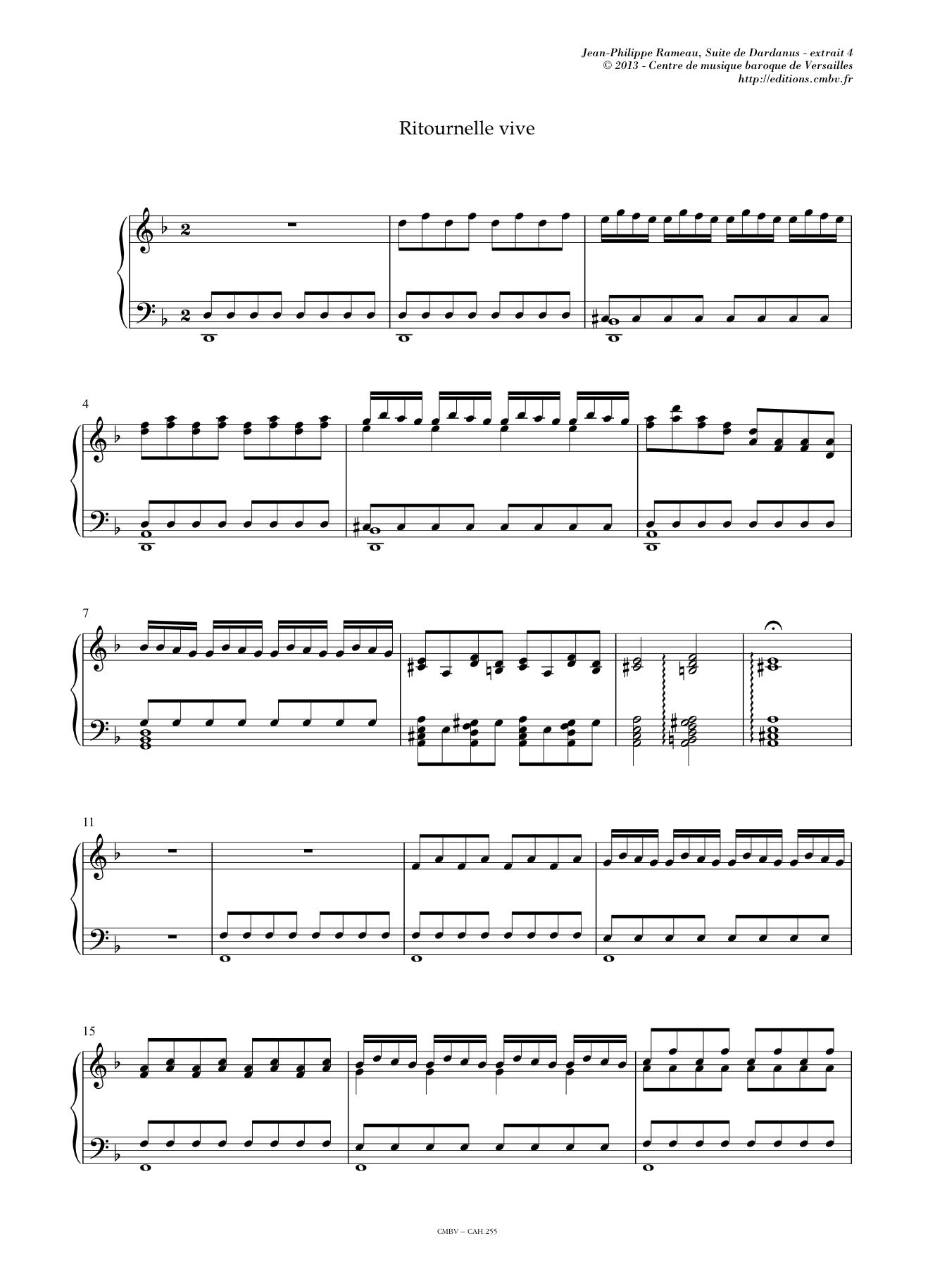 CMBV RAMEAU J.PH. - SUITE DE DARDANUS - CLAVECIN Arkusze klasyczne klawesyn