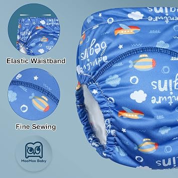 MooMoo Baby Plastic Training Underwear Leakproof Rubber Pants for Potty Training for Boys and Girls
