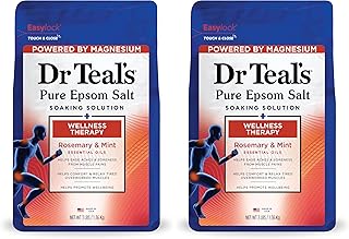 Dr Teal's Epsom Salt Magnesium Soak, Wellness Therapy with Rosemary & Mint, 3 lbs (Pack of 2)