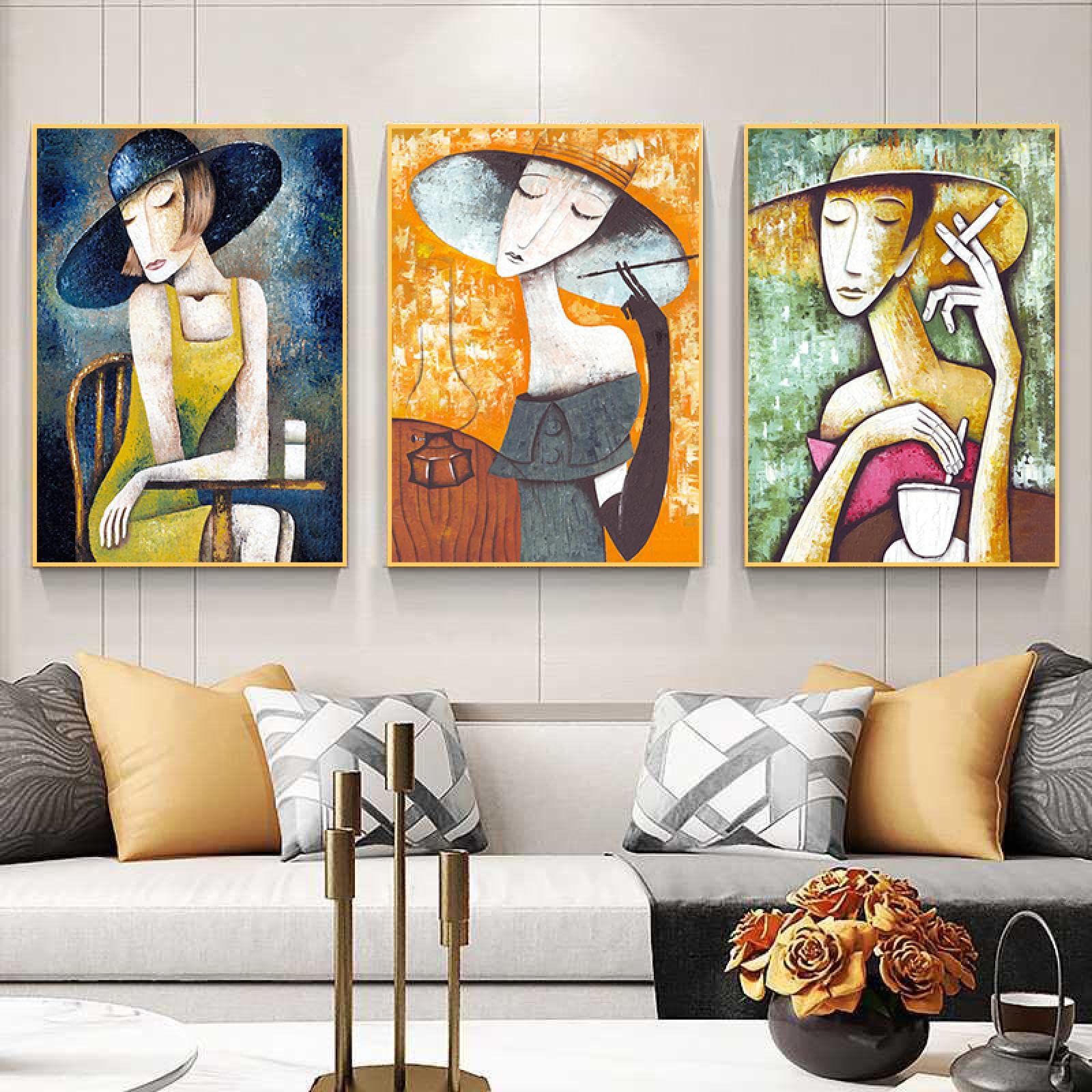 XIANGPEIFBH Picasso Famose Opere d'Arte Soggiorno Decorazioni per la casa Immagini HD Dipinti su Tela Poster da Parete 1 Pezzi Astratto Donna che Sogna 60x80 cm (24x31 in) con Cornice Dorata