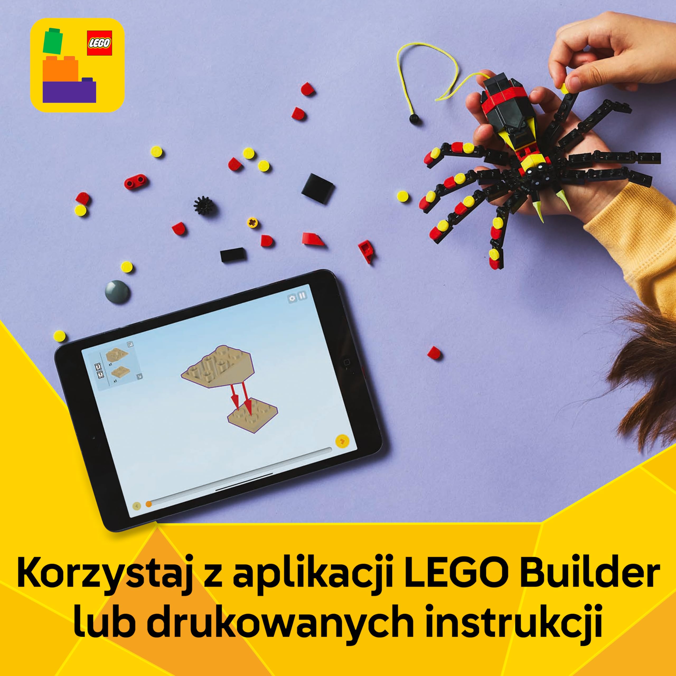 LEGO Creator 3 w 1 Dzikie zwierzęta: niezwykły pająk, Zabawka dla Dziecka do Zbudowania, Zestaw Konstrukcyjny do Przebudowania na Skorpiona lub Węża, Prezent dla 7-latka, Chłopca i Dziewczynki 31159