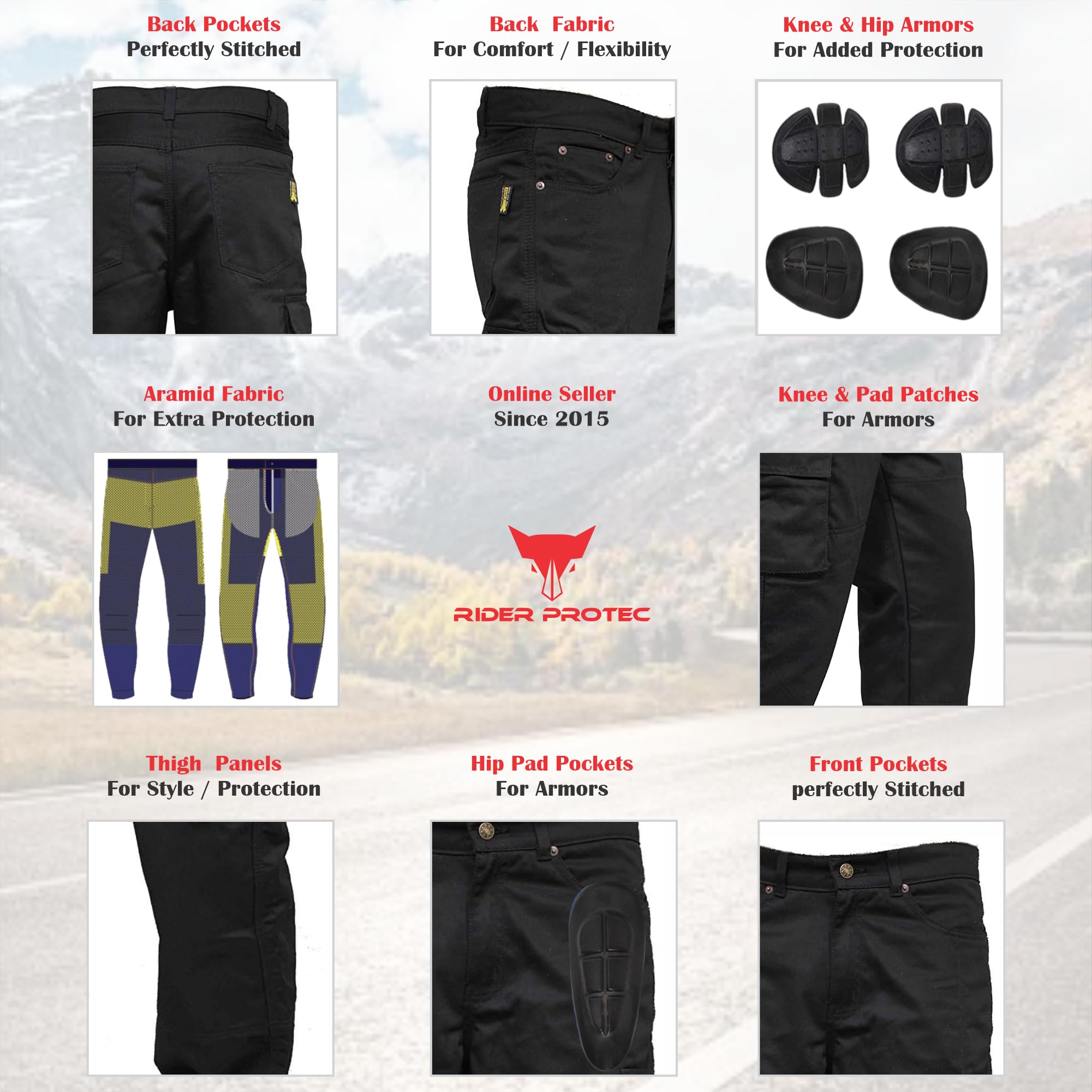 Jean de Moto pour Homme, Doublure de Protection en aramide, Pantalon Cargo avec Protections Amovibles.