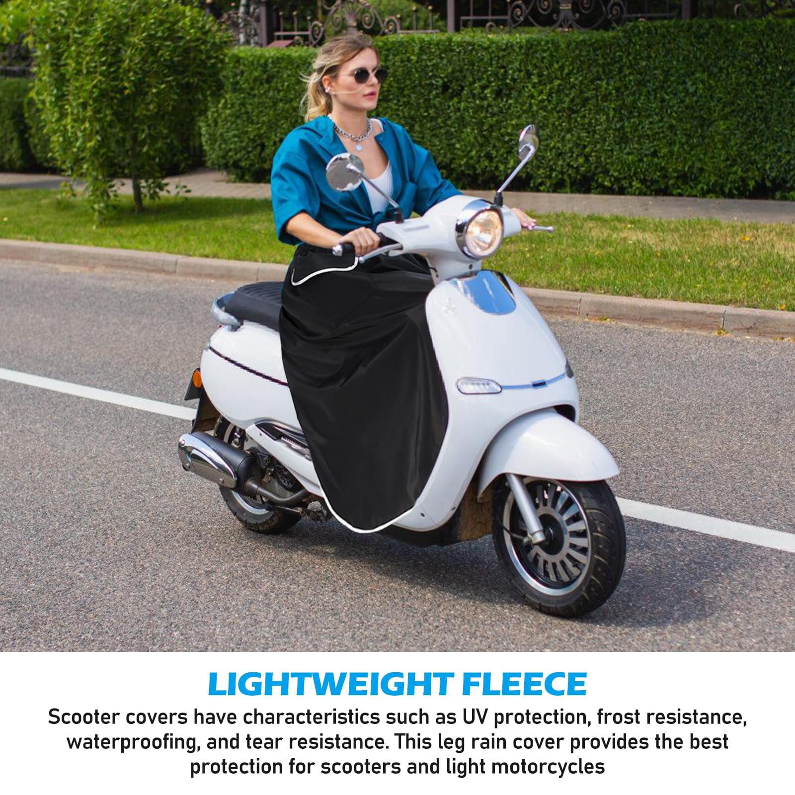 Coprigambe invernale per scooter con strisce riflettenti e tasca, protezione per le gambe, protezione dal vento, protezione invernale per scooter, coprigambe universale per scooter - Nero