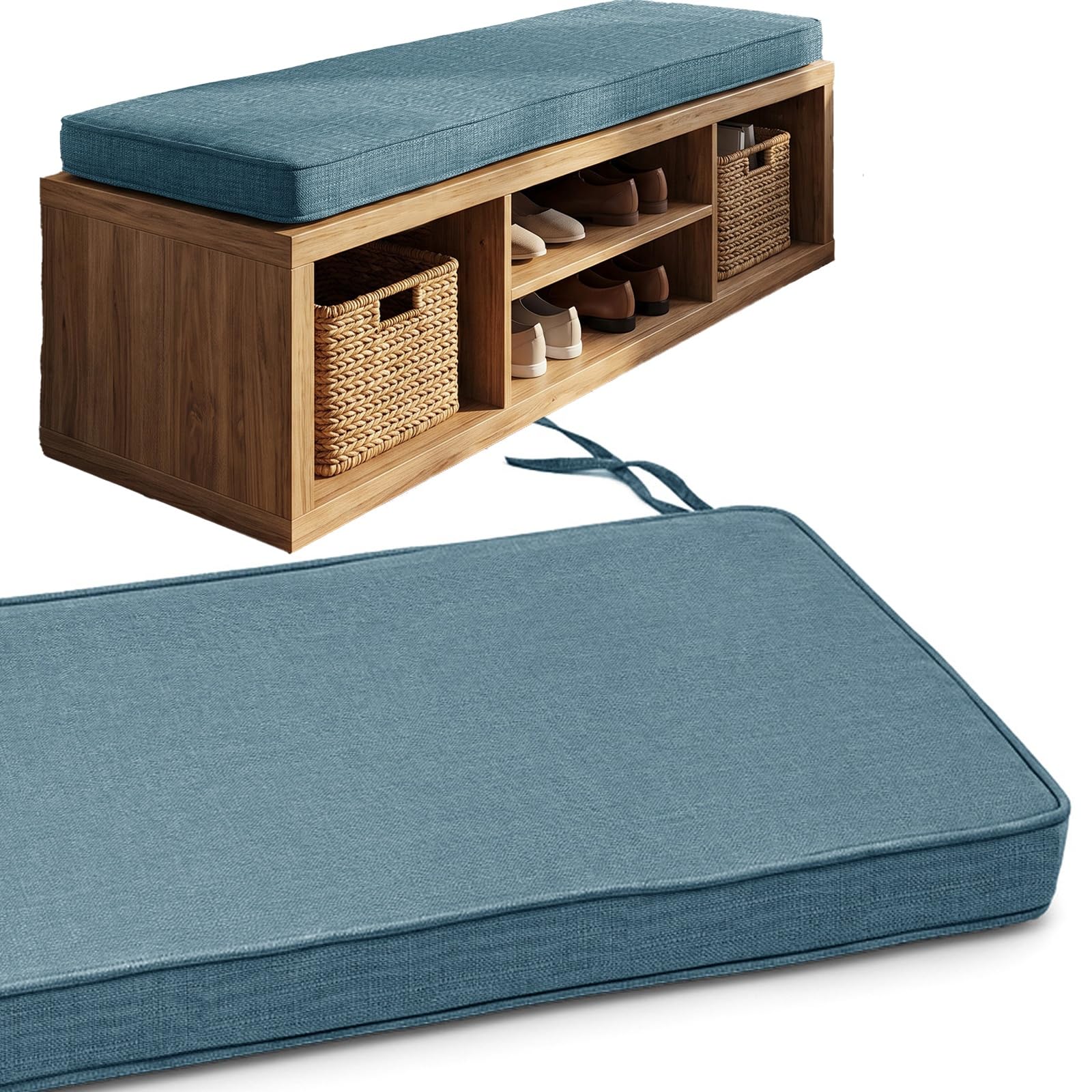 Bench Cushion for Indoor Furniture, Washable Non-Slip Shoe Bench Seat Pad