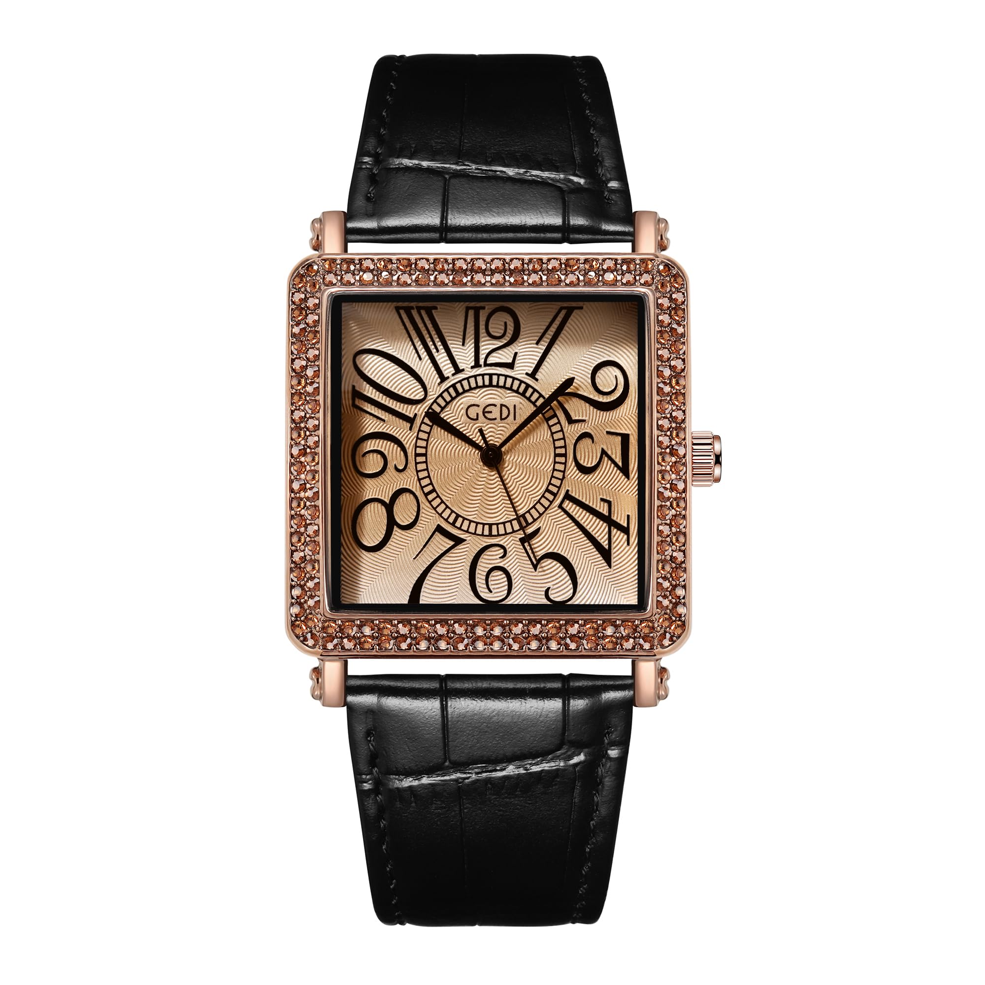 Gosasa Retro Womens Vintage Watches Big Face Square Diamond Ladies Quartz Watches Leather Strap Classic Wrist Watches for Women Ladies …, Black, Casual (B0CGX4QRHJ) Amazon Price History, Amazon Price Tracker