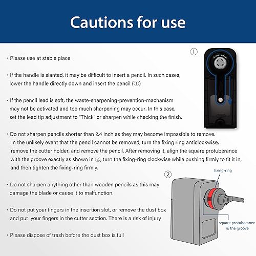 Miniatura 8 de Art Pencil Sharpener Black, PSL124 Drawing Pencil Sharpener, Long Point Pencil Sharpener, Lead Tip Max. 19 mm, Adjustable Points, SketchDessinArt