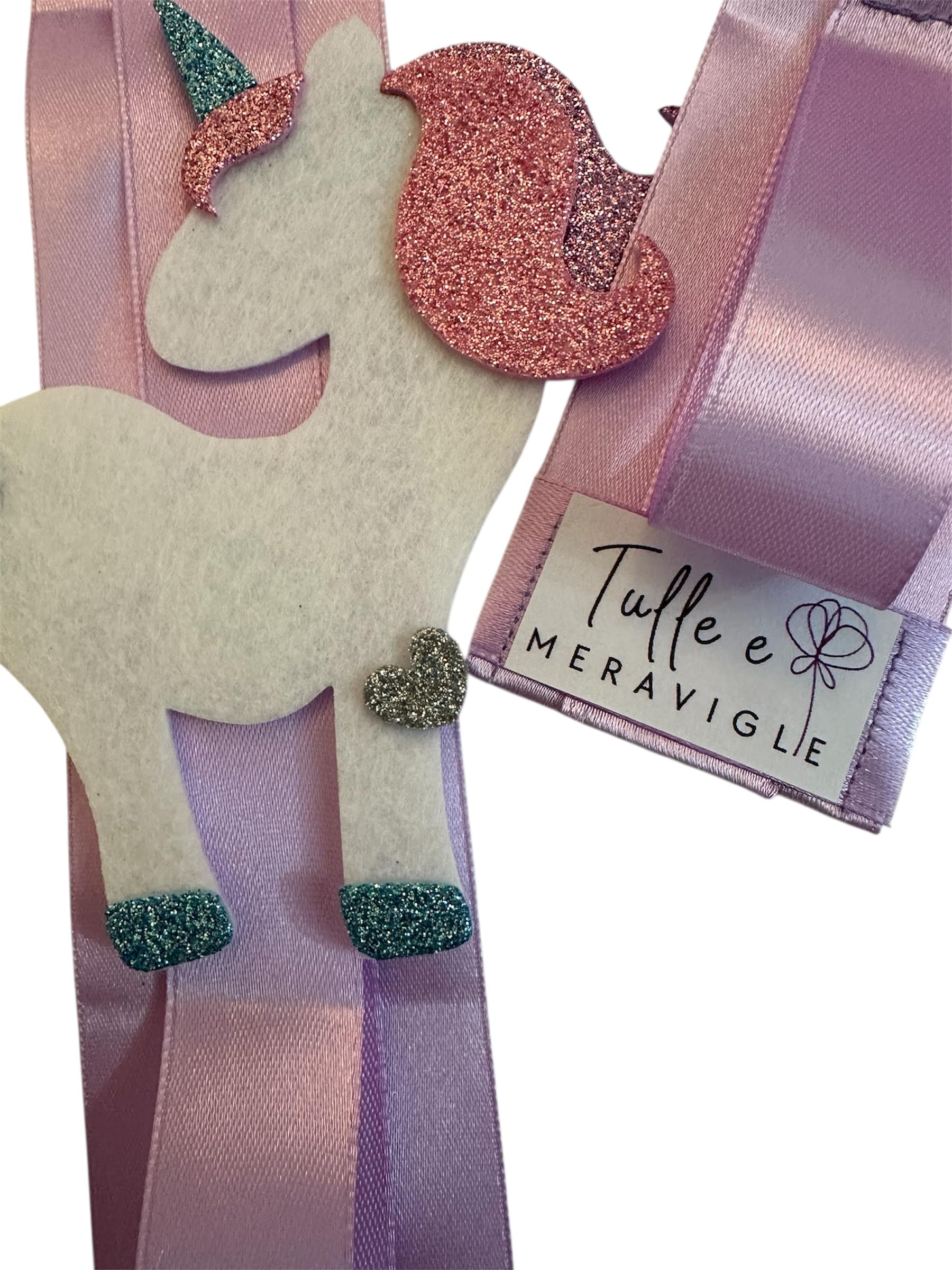 Generico TULLE E MERAVIGLIE Porta Cerchietti Bambina Unicorno Personalizzato con Nome Salvaspazio da Appendere in Cameretta Fatto a Mano in Italia Idea Regalo Compleanno Natale Nascita