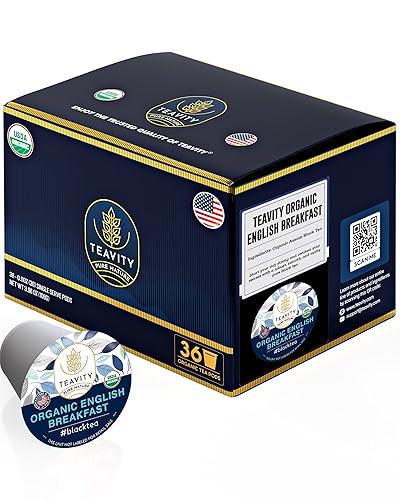 Vista 171 de Teavity - Paquete variado de cápsulas de té orgánicas Cápsulas de té caliente o hielo para Keurig, manzanilla, desayuno inglés, té negro, cápsulas